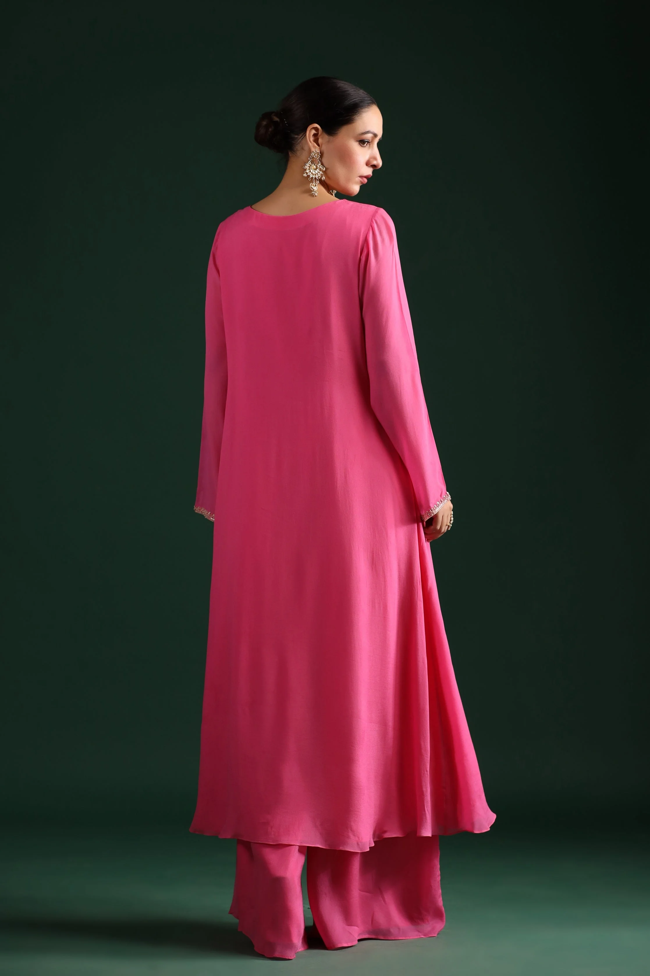 Rose Pink Embellished Premium Georgette Palazzo Set - Image 5