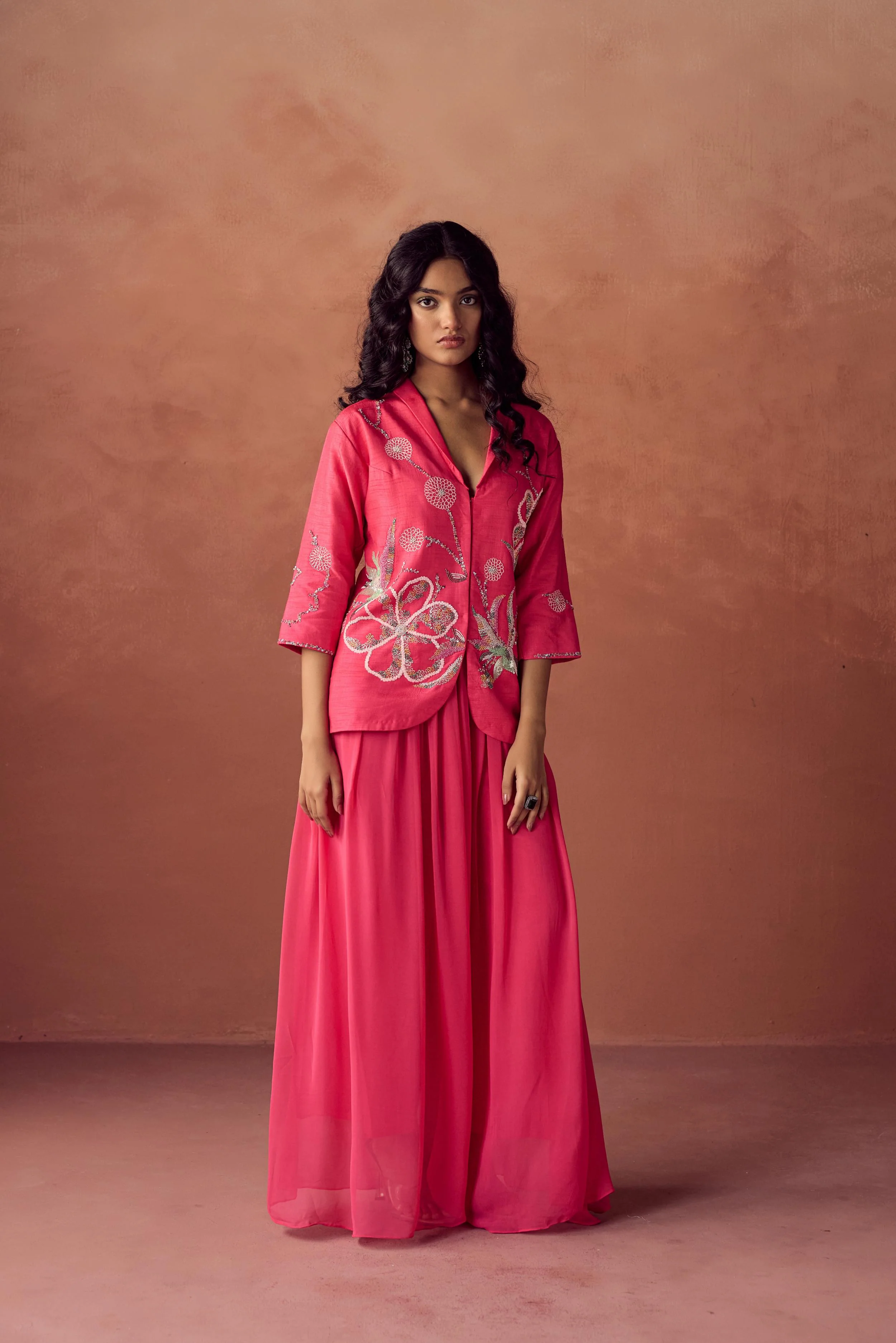 Rose Radiance Embellished Raw Silk Co-Ord Set - Image 4
