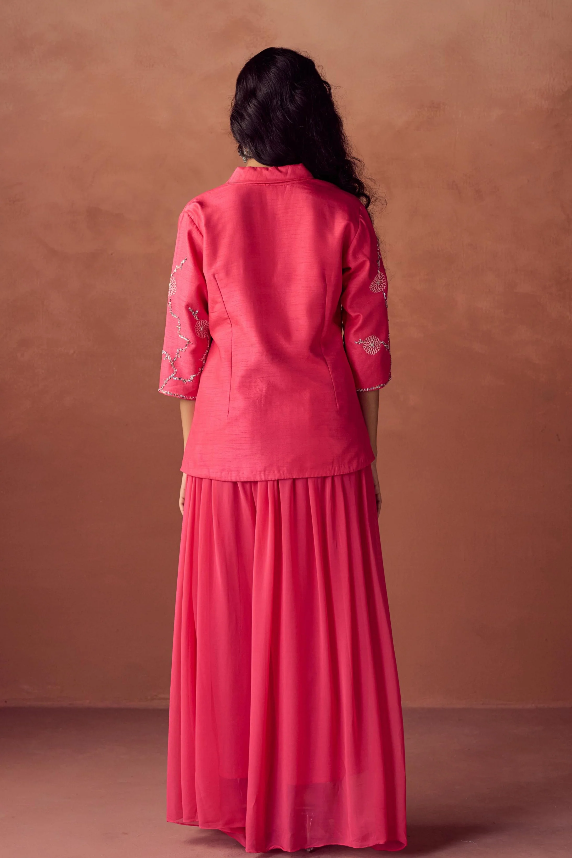 Rose Radiance Embellished Raw Silk Co-Ord Set - Image 6