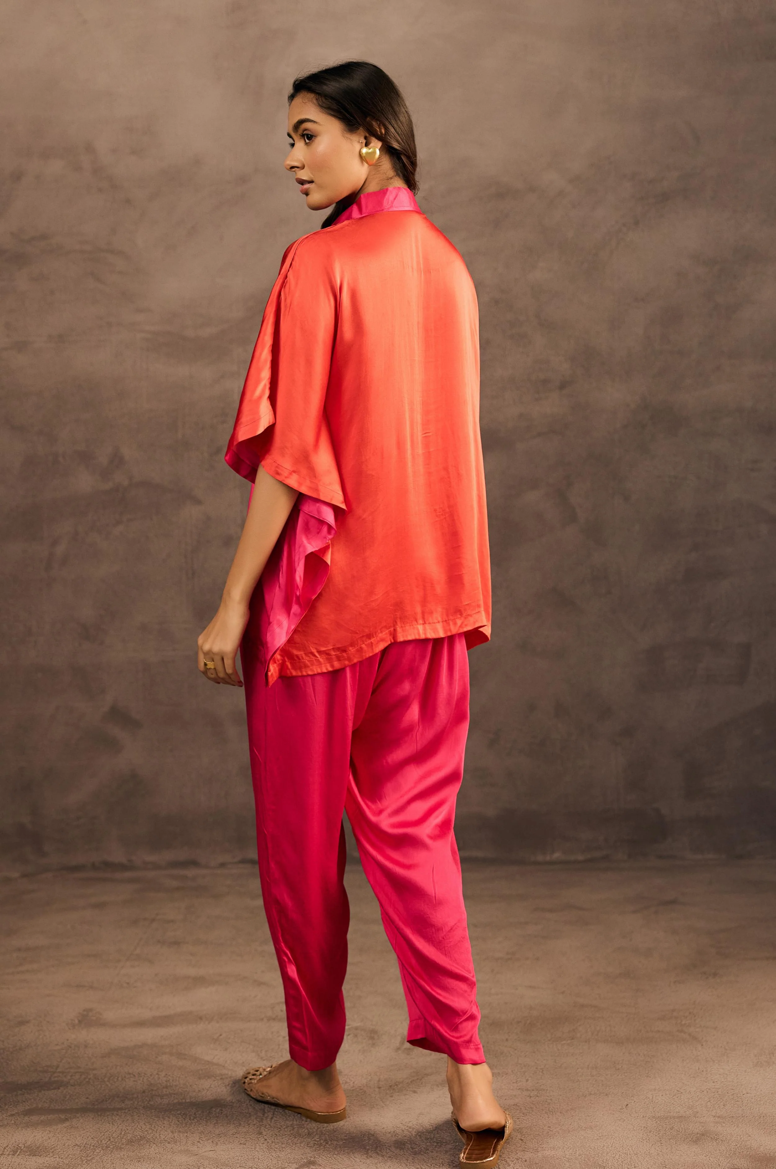 Rose Radiance Embellished Satin Silk Kaftan Set - Image 6
