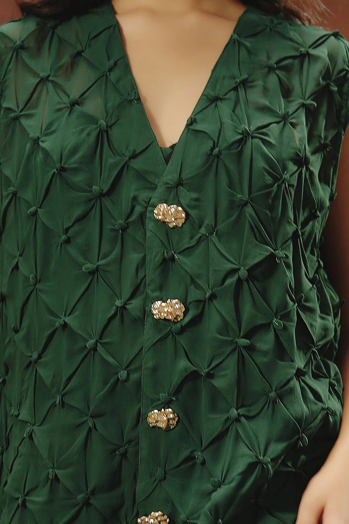 Royal Green Embroidered Raw Silk Co-Ord Set - Image 2