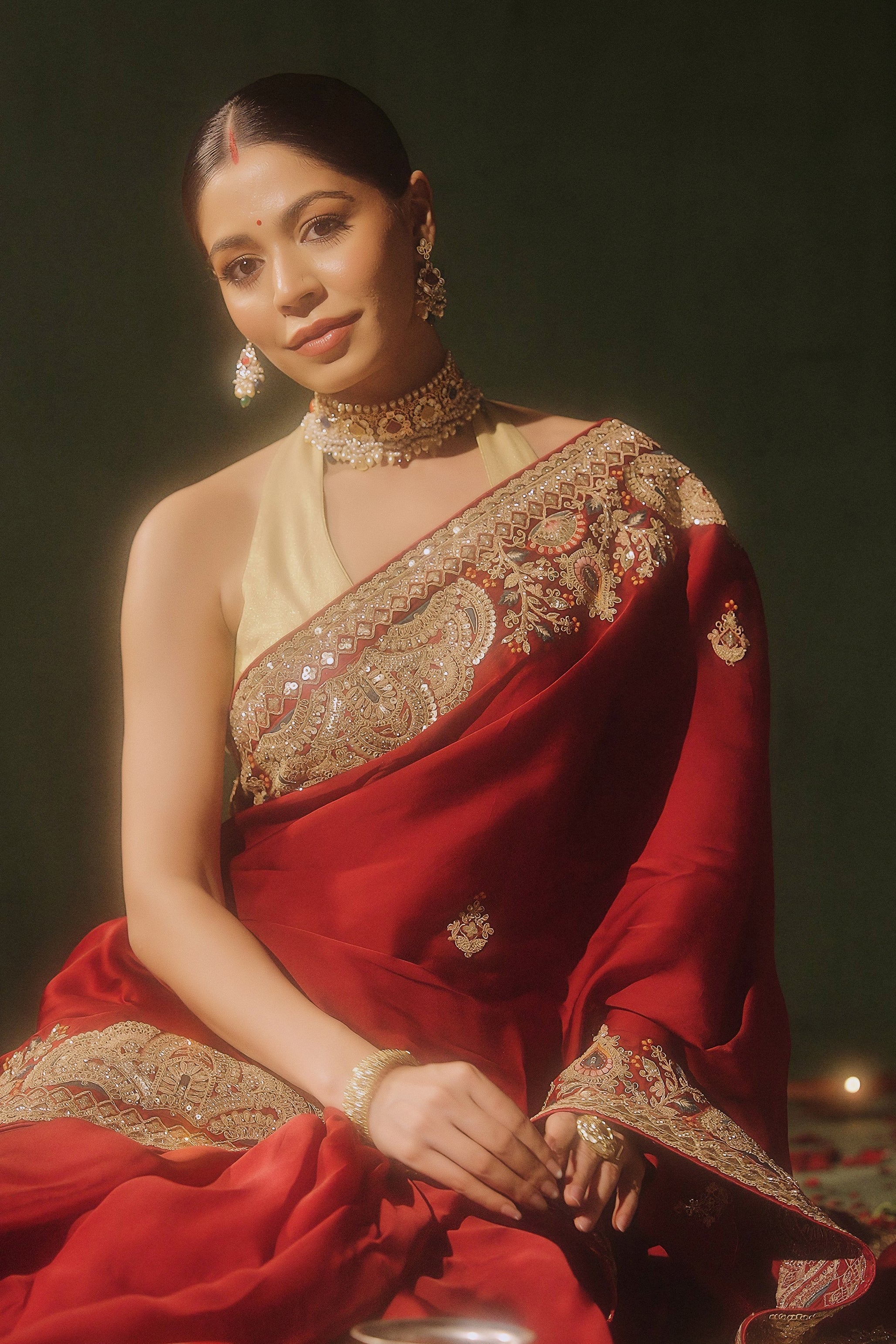 Royal Maroon Embellished Premium Silk Saree - Image 2