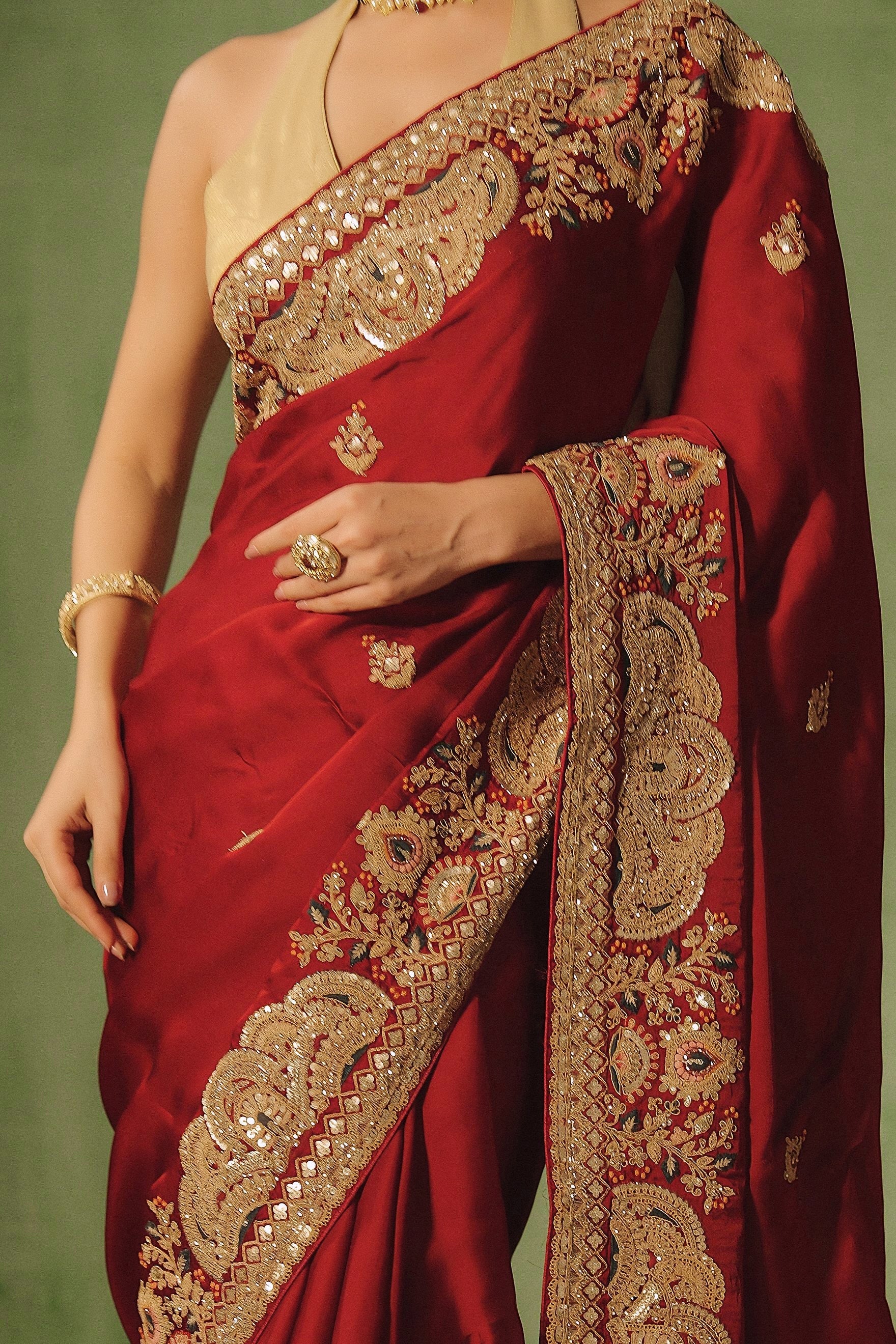 Royal Maroon Embellished Premium Silk Saree - Image 4