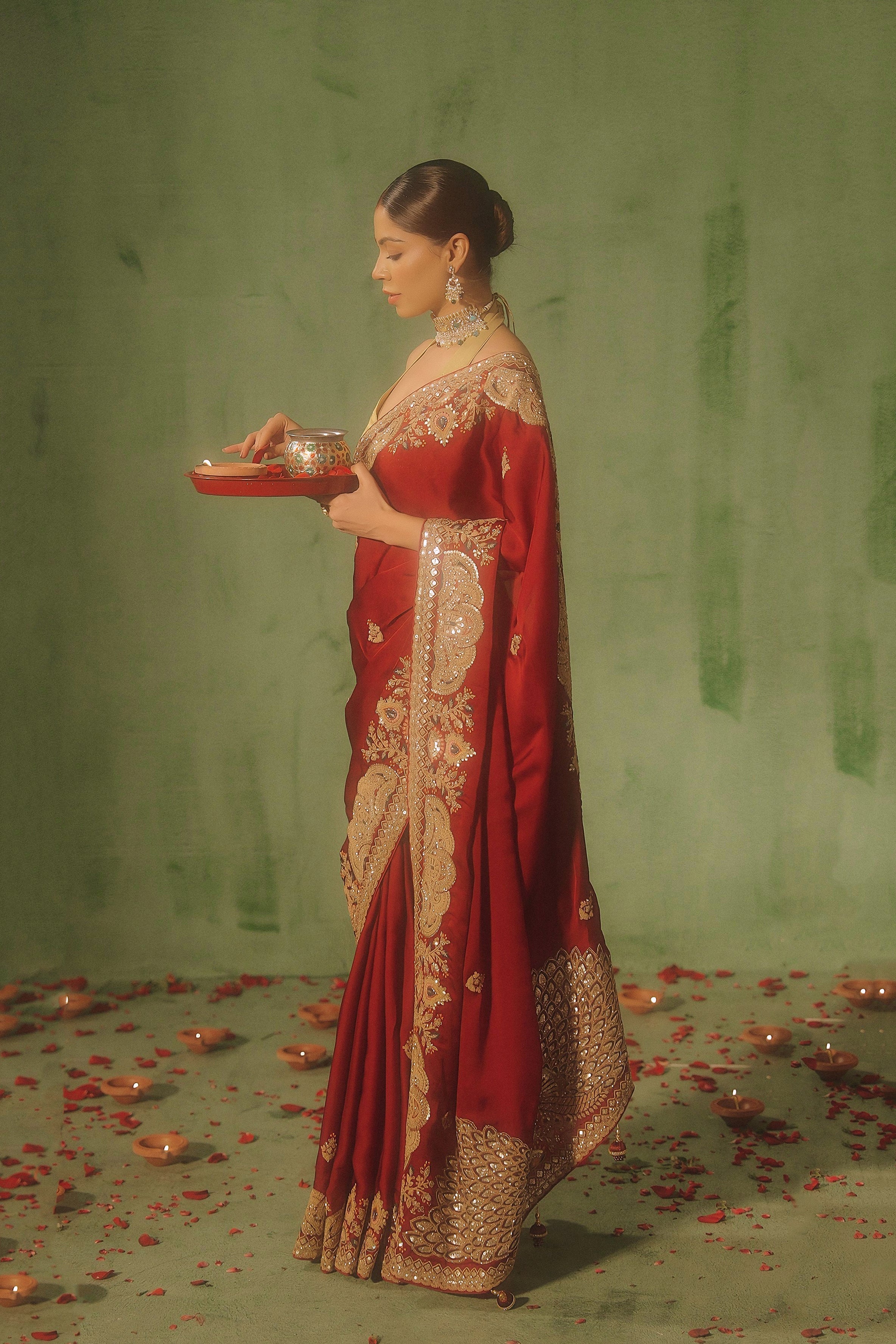 Royal Maroon Embellished Premium Silk Saree - Image 5