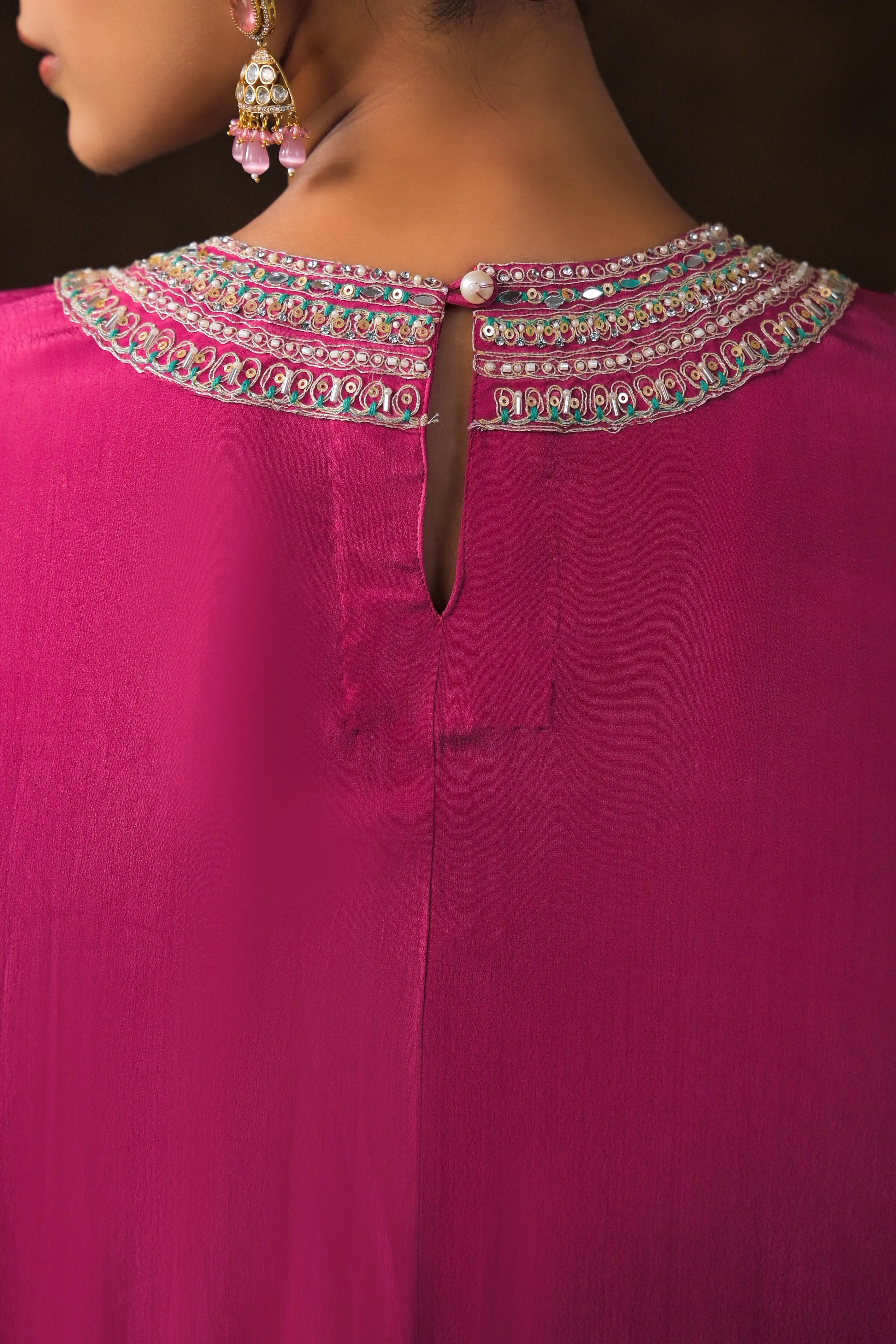Queen Pink Embellished Premium Silk Kaftan Set - Image 6