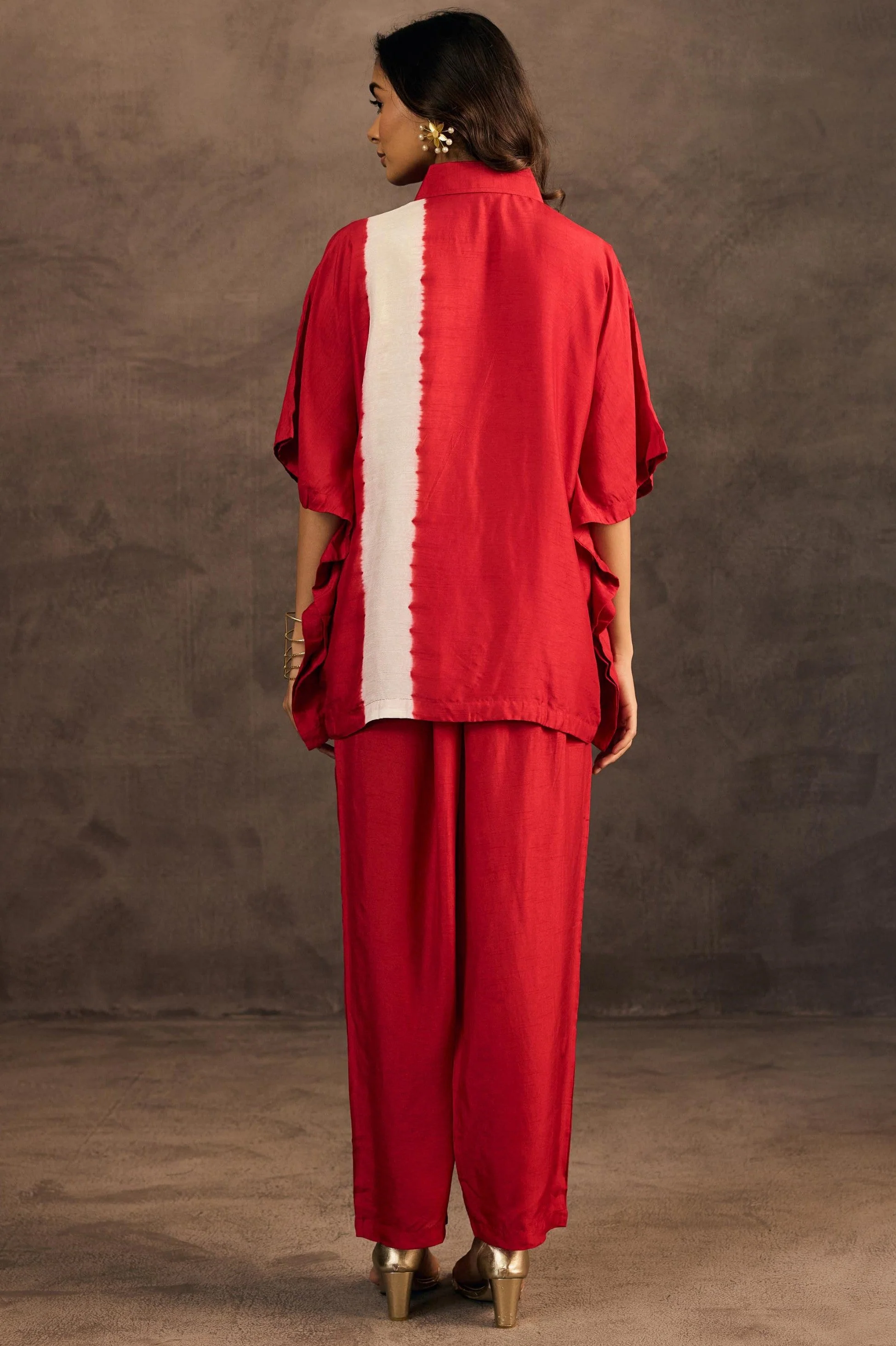 Ruby Red Embellished Raw Silk Co-Ord Set - Image 6