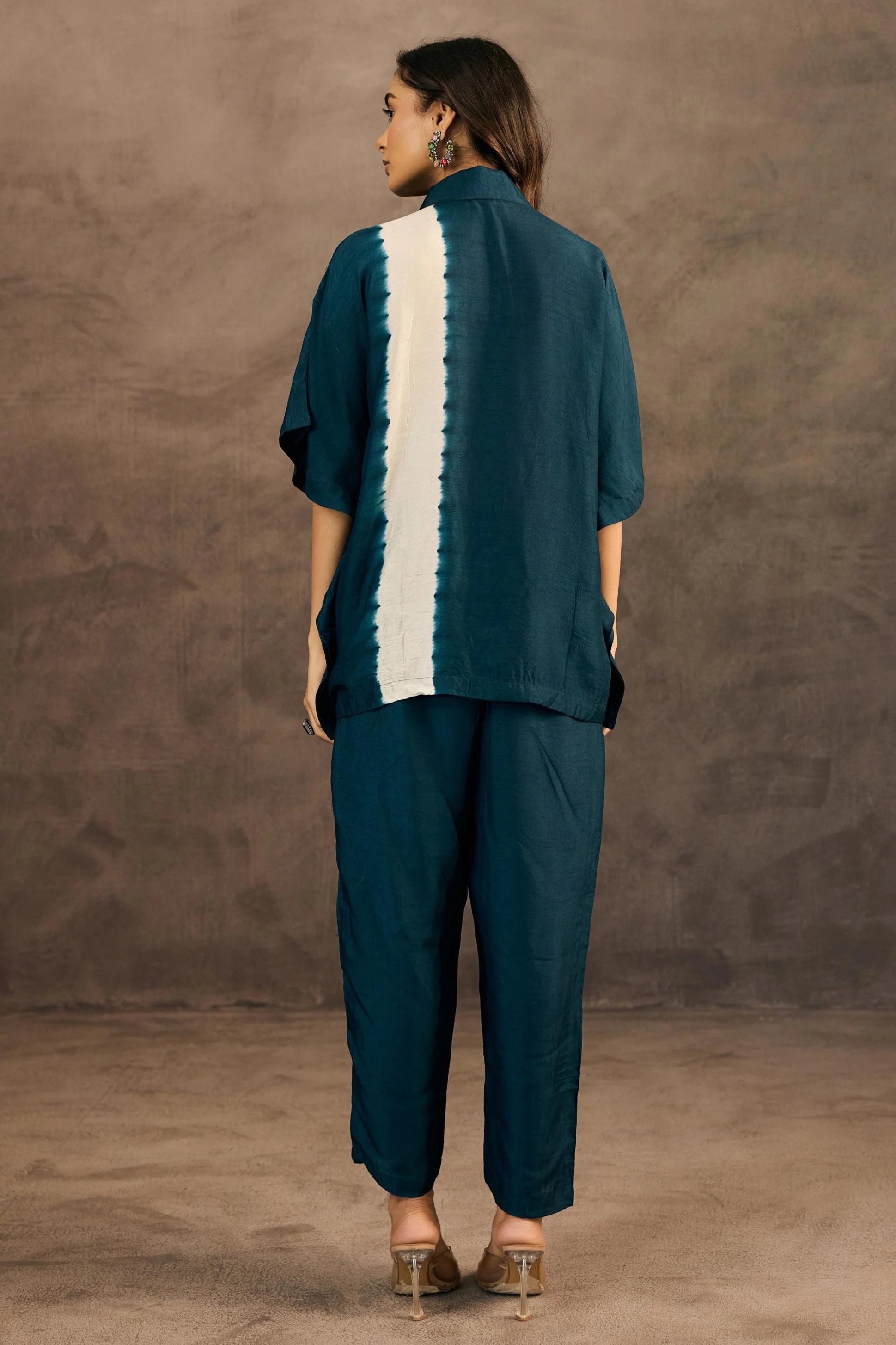 Ocean Teal Embellished Raw Silk Co-Ord Set - Image 6