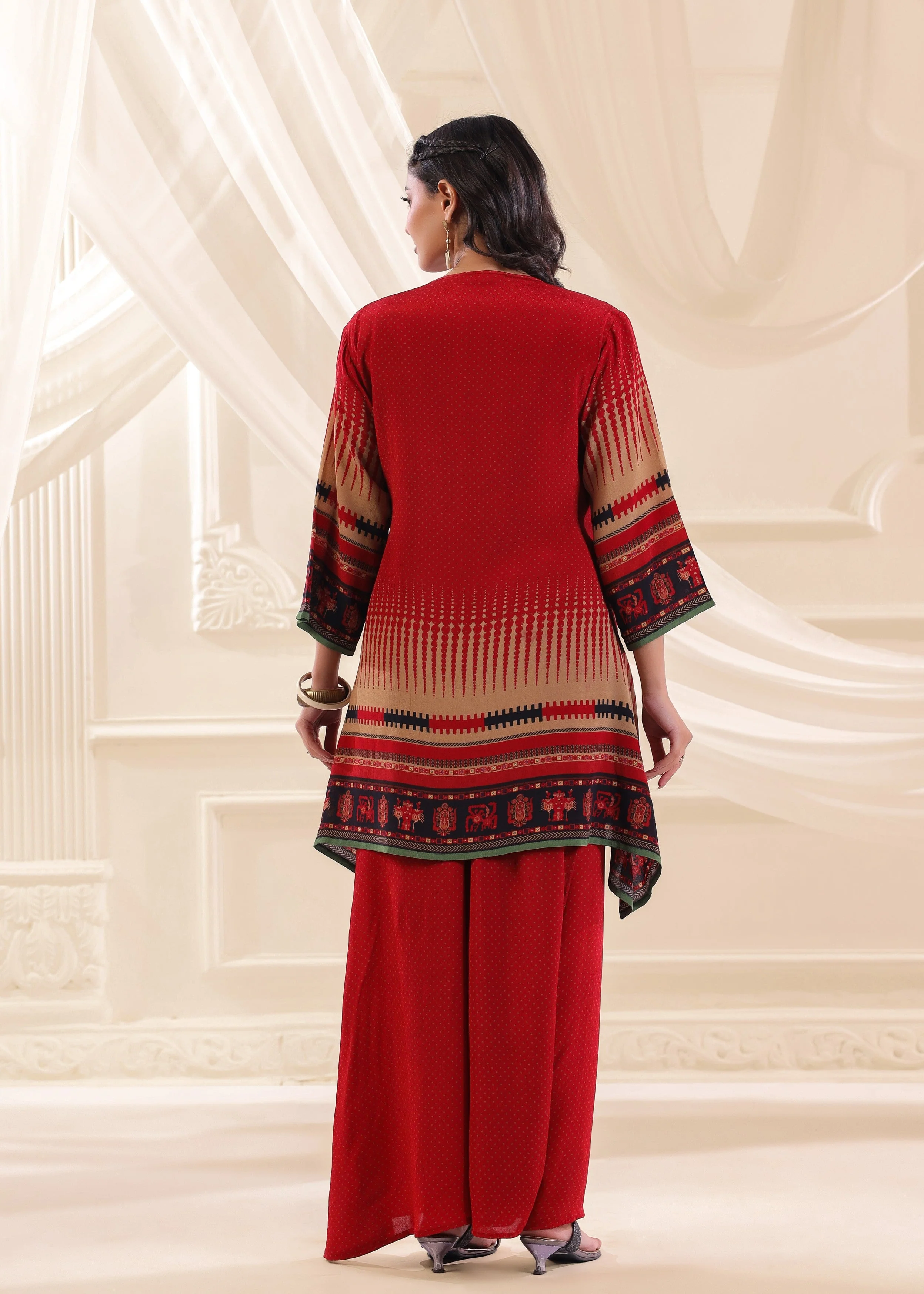 Ruby Tribal Embellished Crepe Silk Co-Ord Set - Image 5
