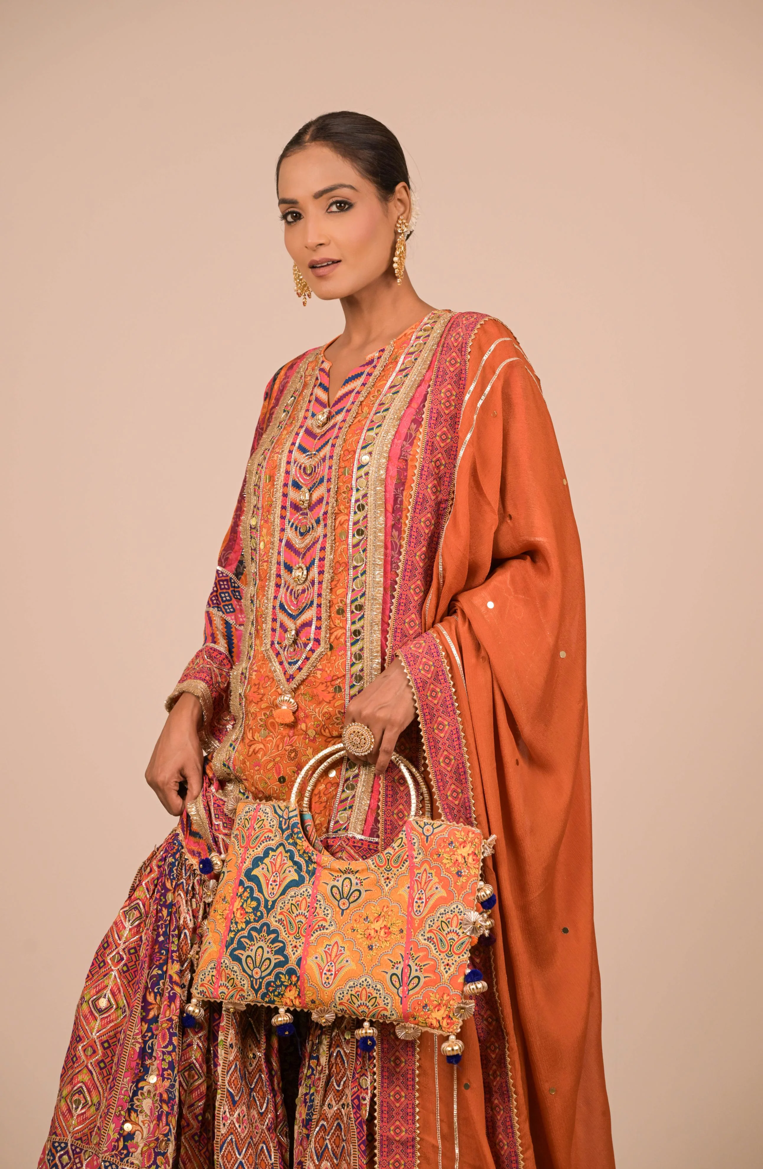 Rust Multicolour Printed Sharara Set - Image 10
