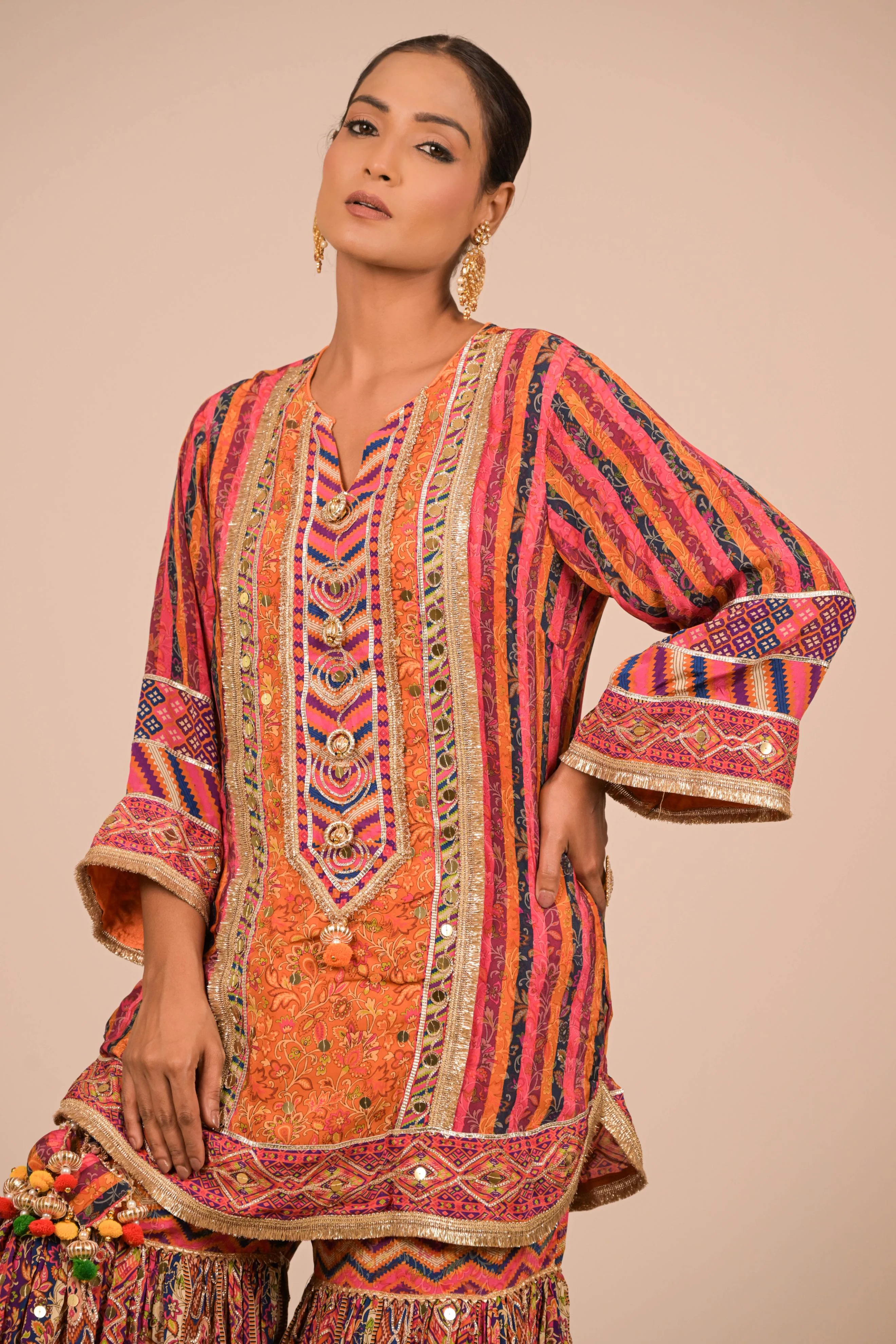 Rust Multicolour Printed Sharara Set - Image 2
