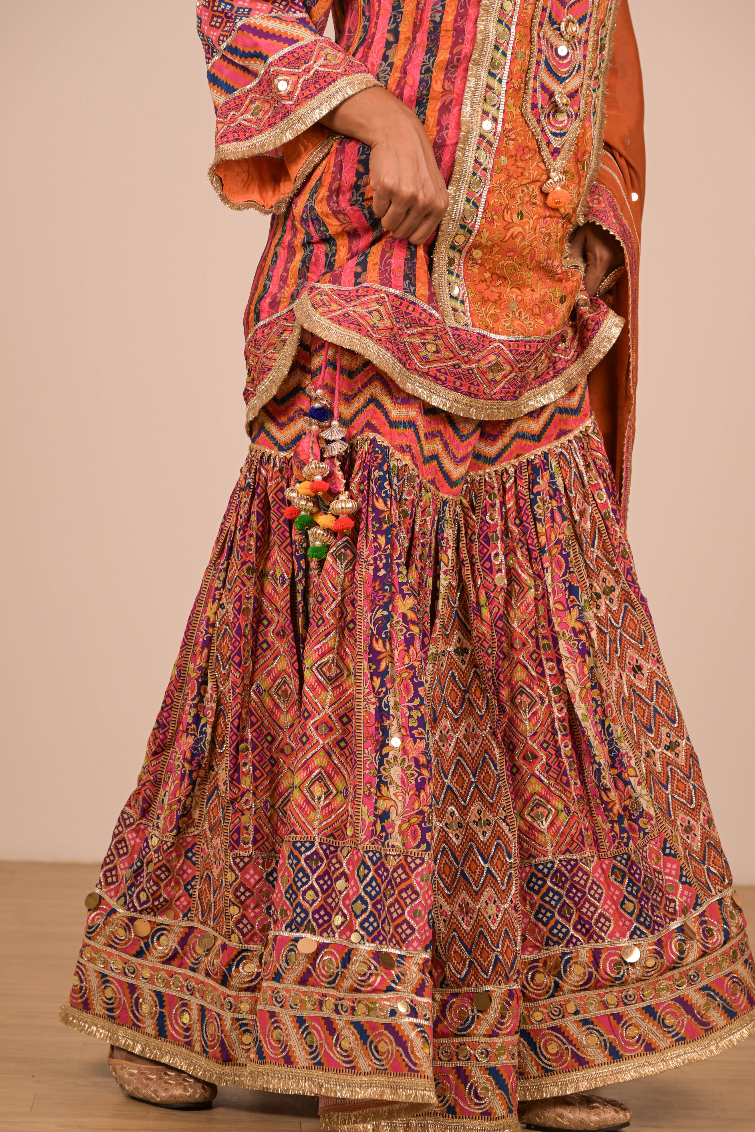 Rust Multicolour Printed Sharara Set - Image 3