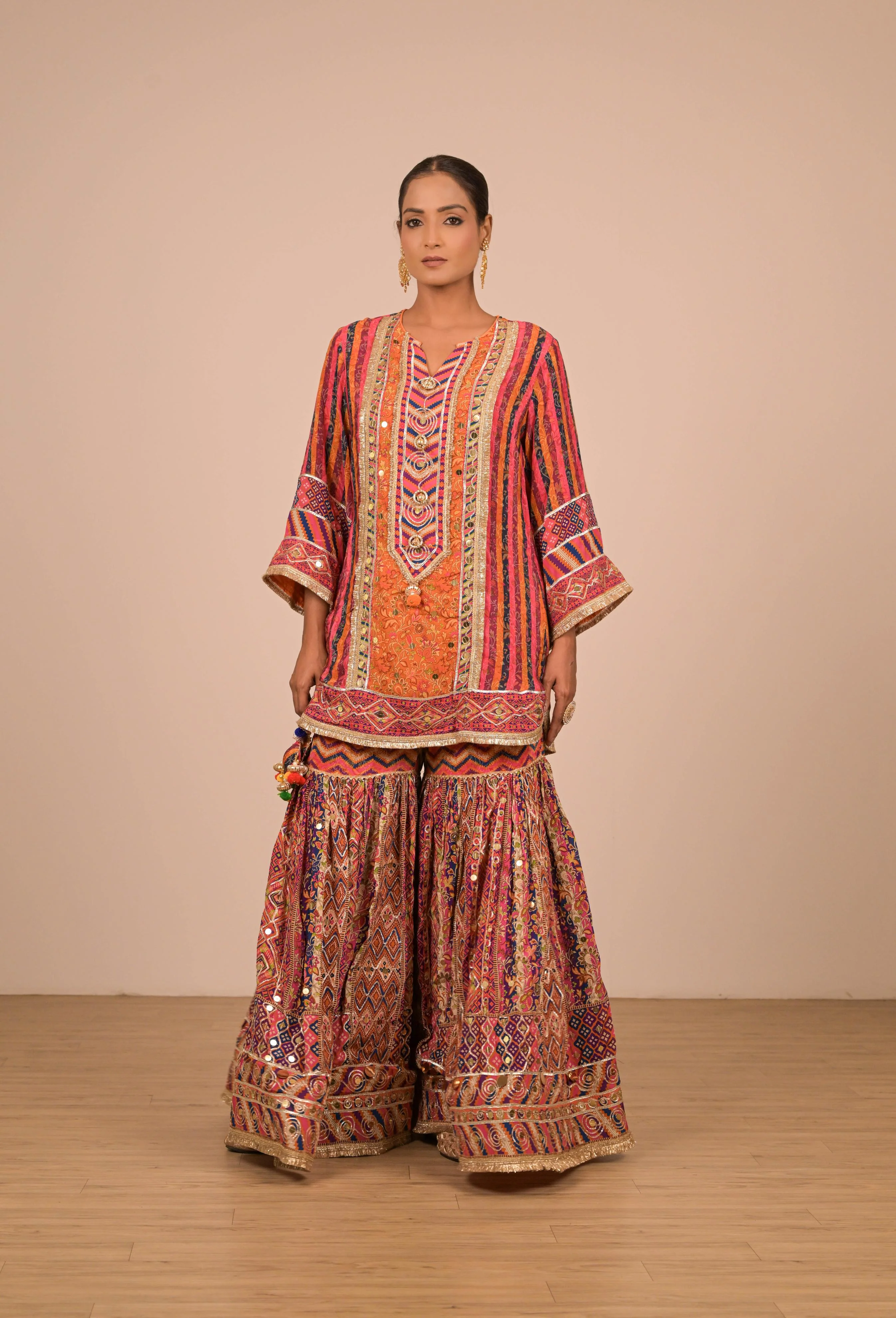 Rust Multicolour Printed Sharara Set - Image 4