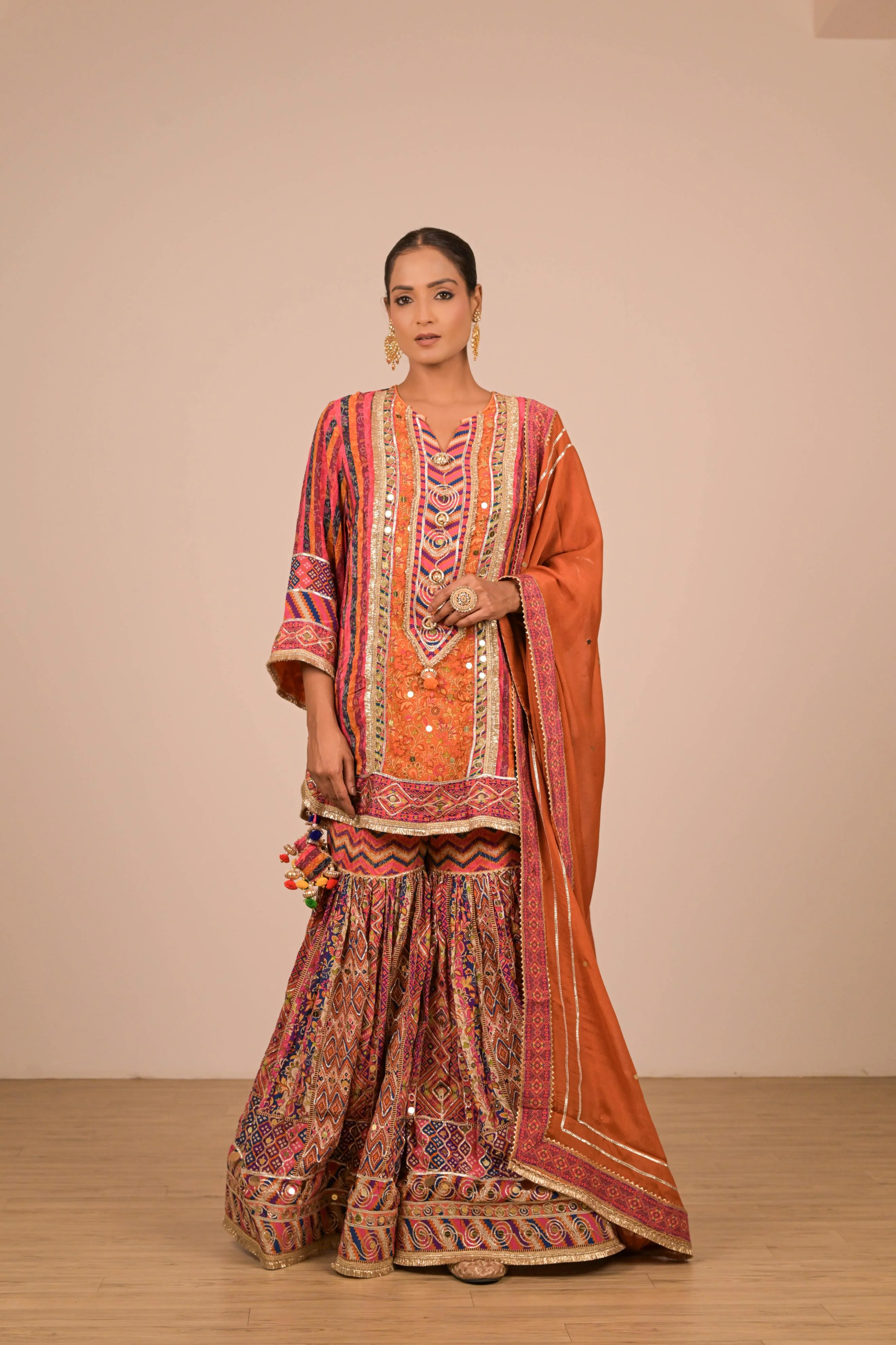 Rust Multicolour Printed Sharara Set - Image 5