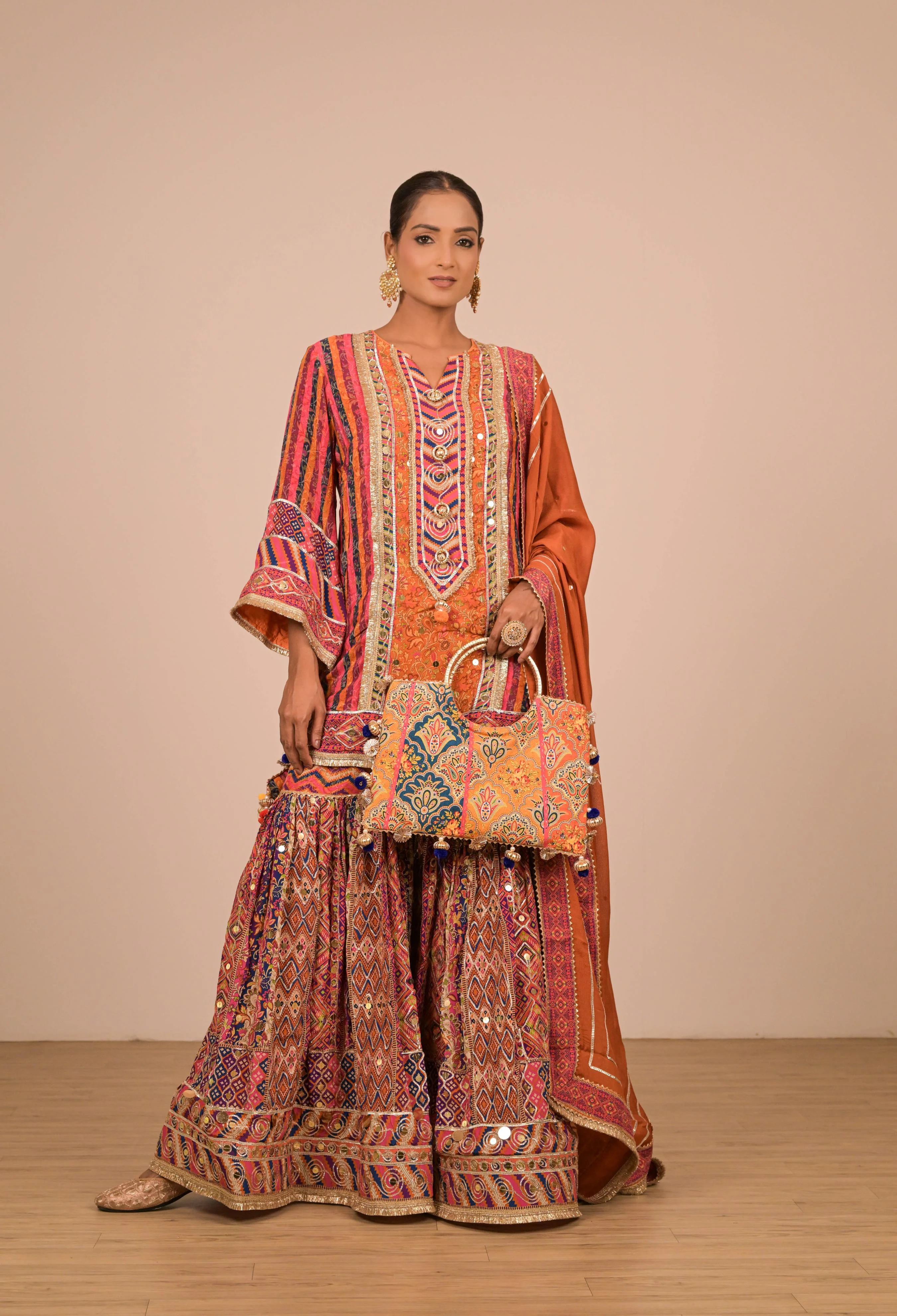 Rust Multicolour Printed Sharara Set - Image 6