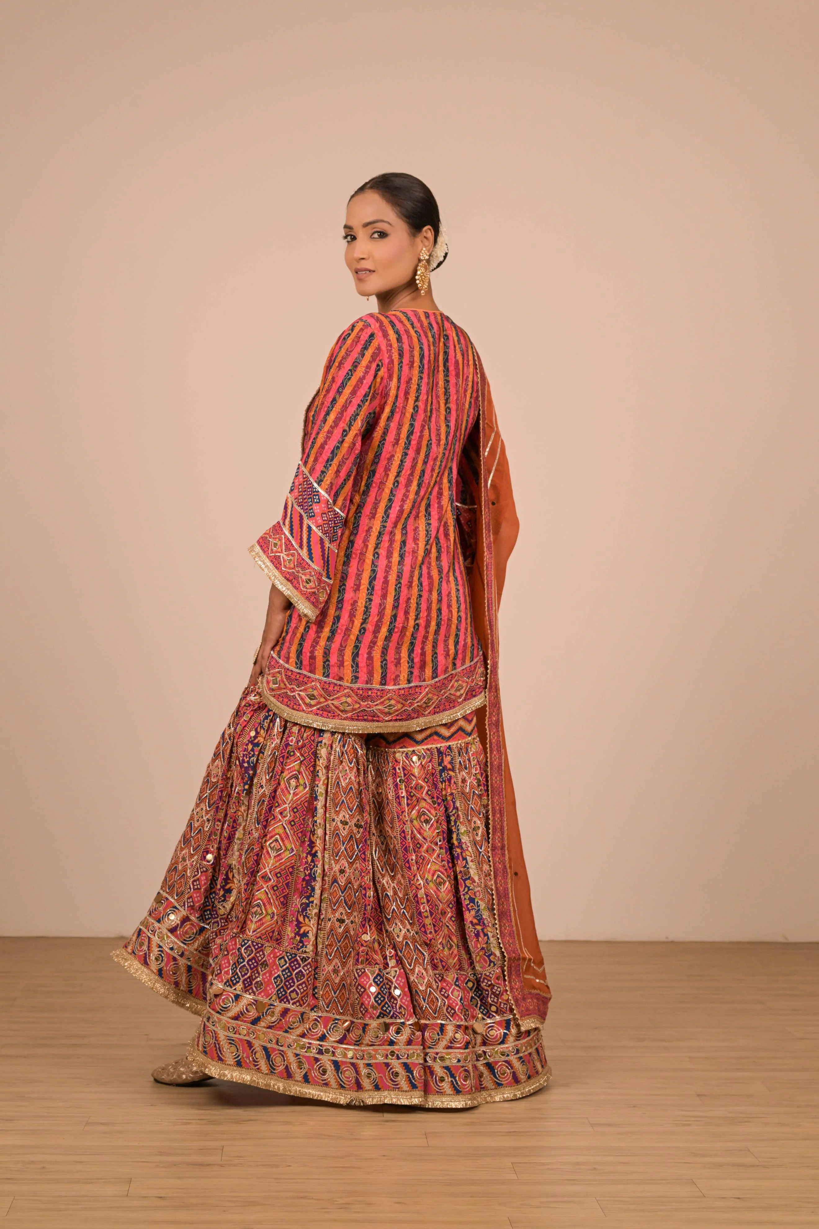 Rust Multicolour Printed Sharara Set - Image 7