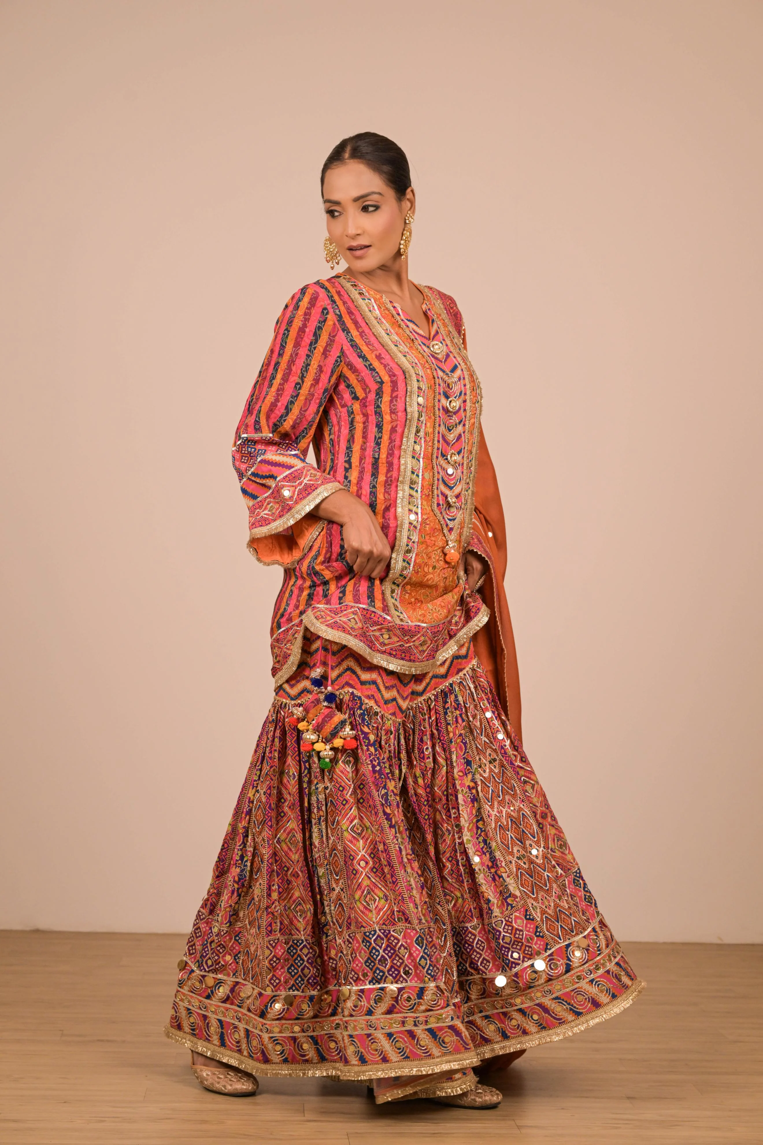 Rust Multicolour Printed Sharara Set - Image 8