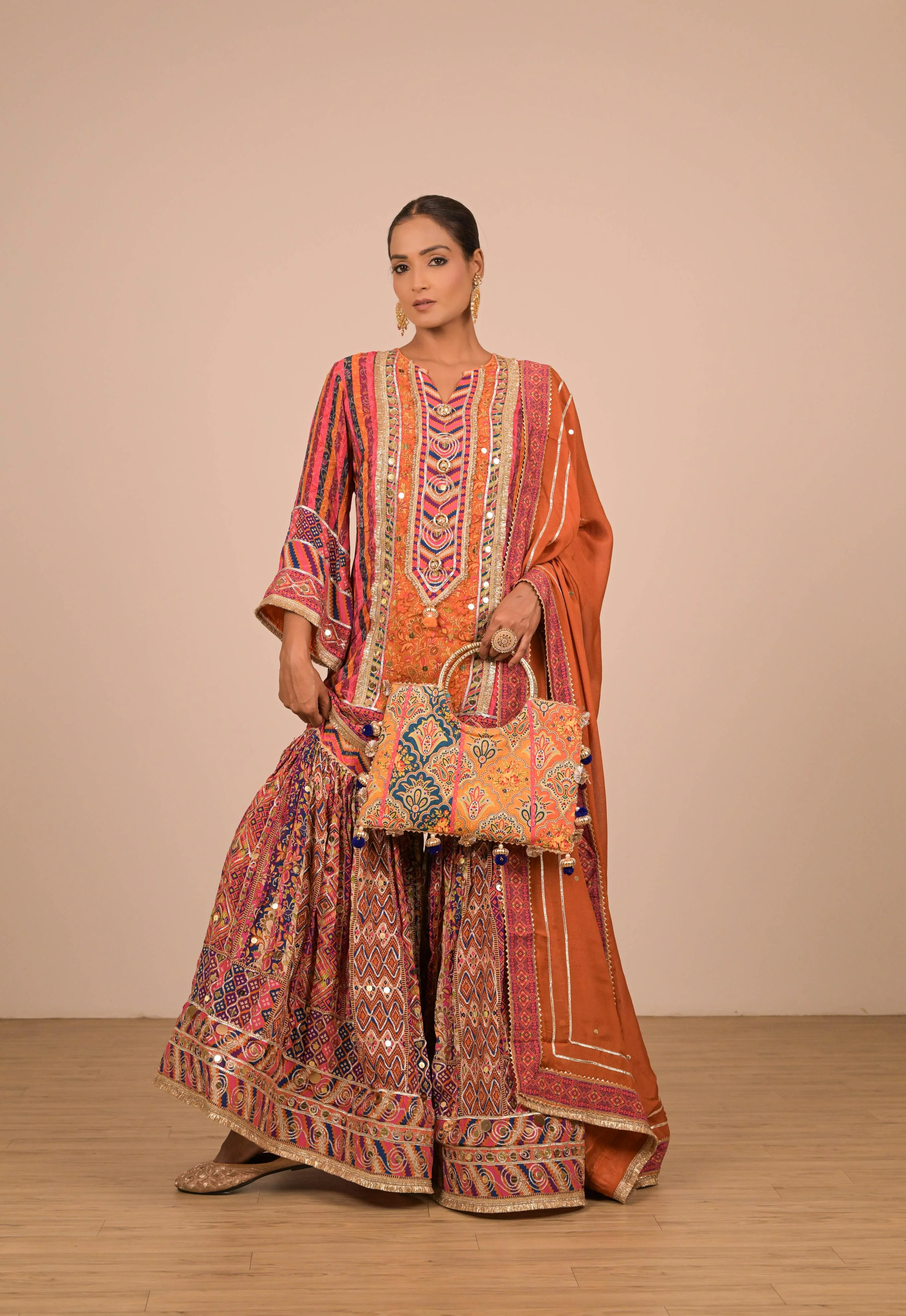 Rust Multicolour Printed Sharara Set - Image 9