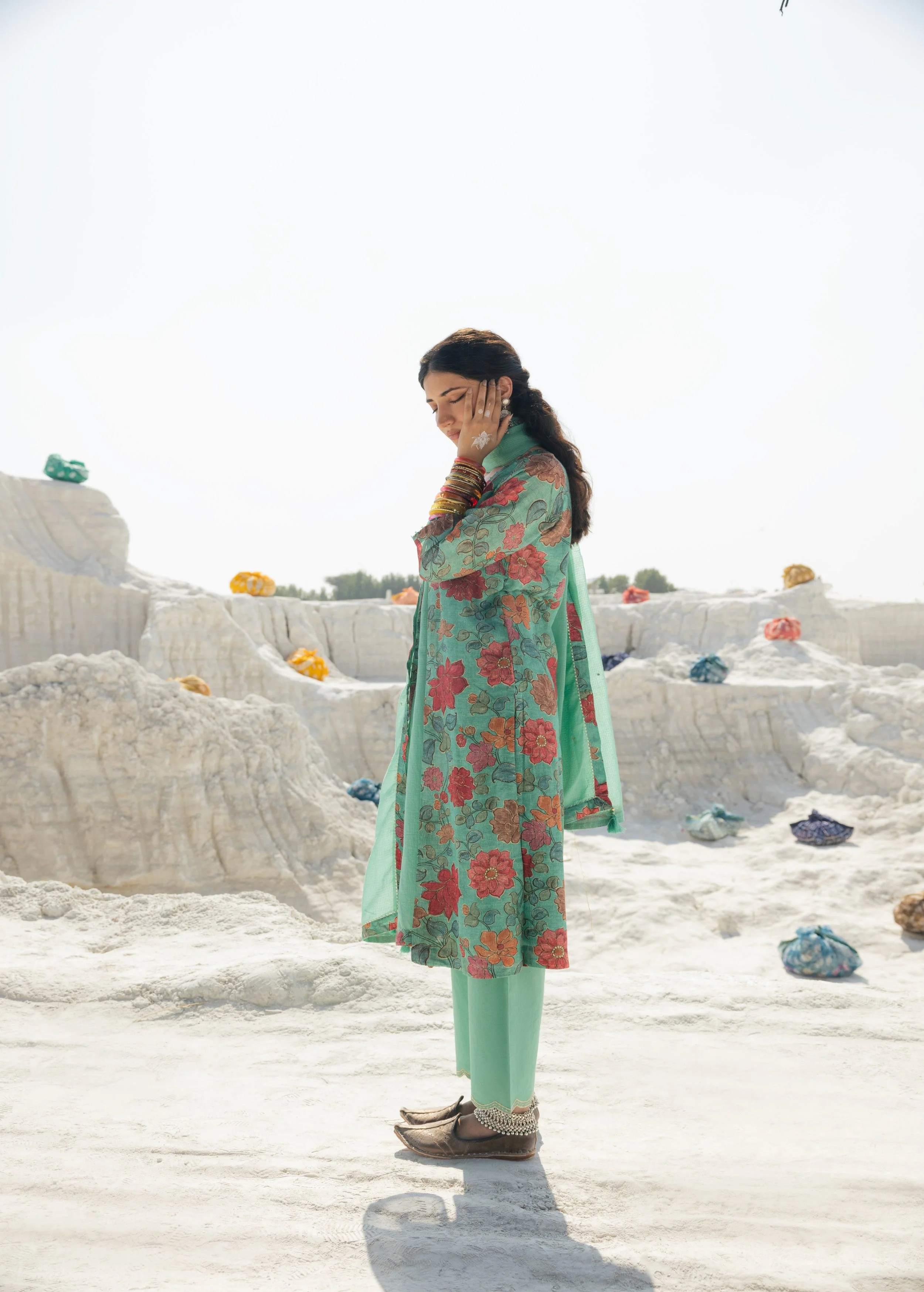 Sea Green Printed Premium Linen Pant Set - Image 4