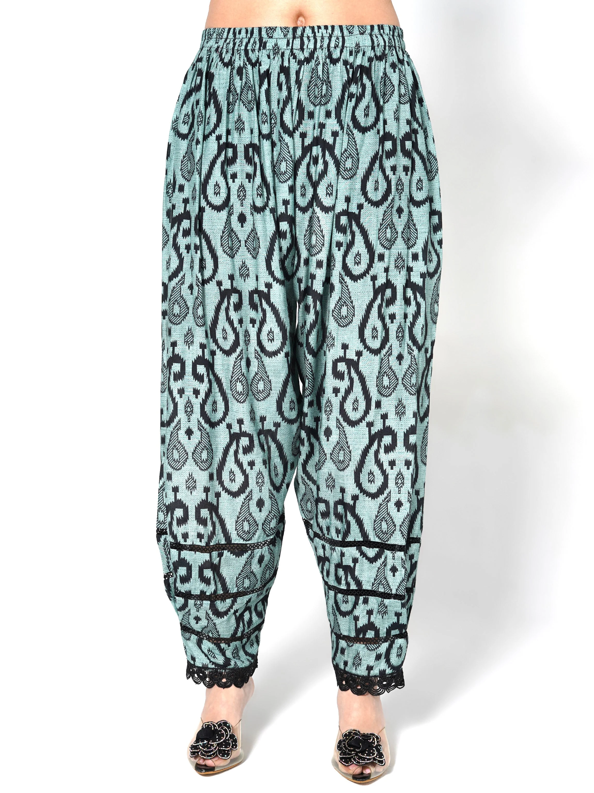 Seafoam Blue Printed Linen Silk Co-Ord Set - Image 4