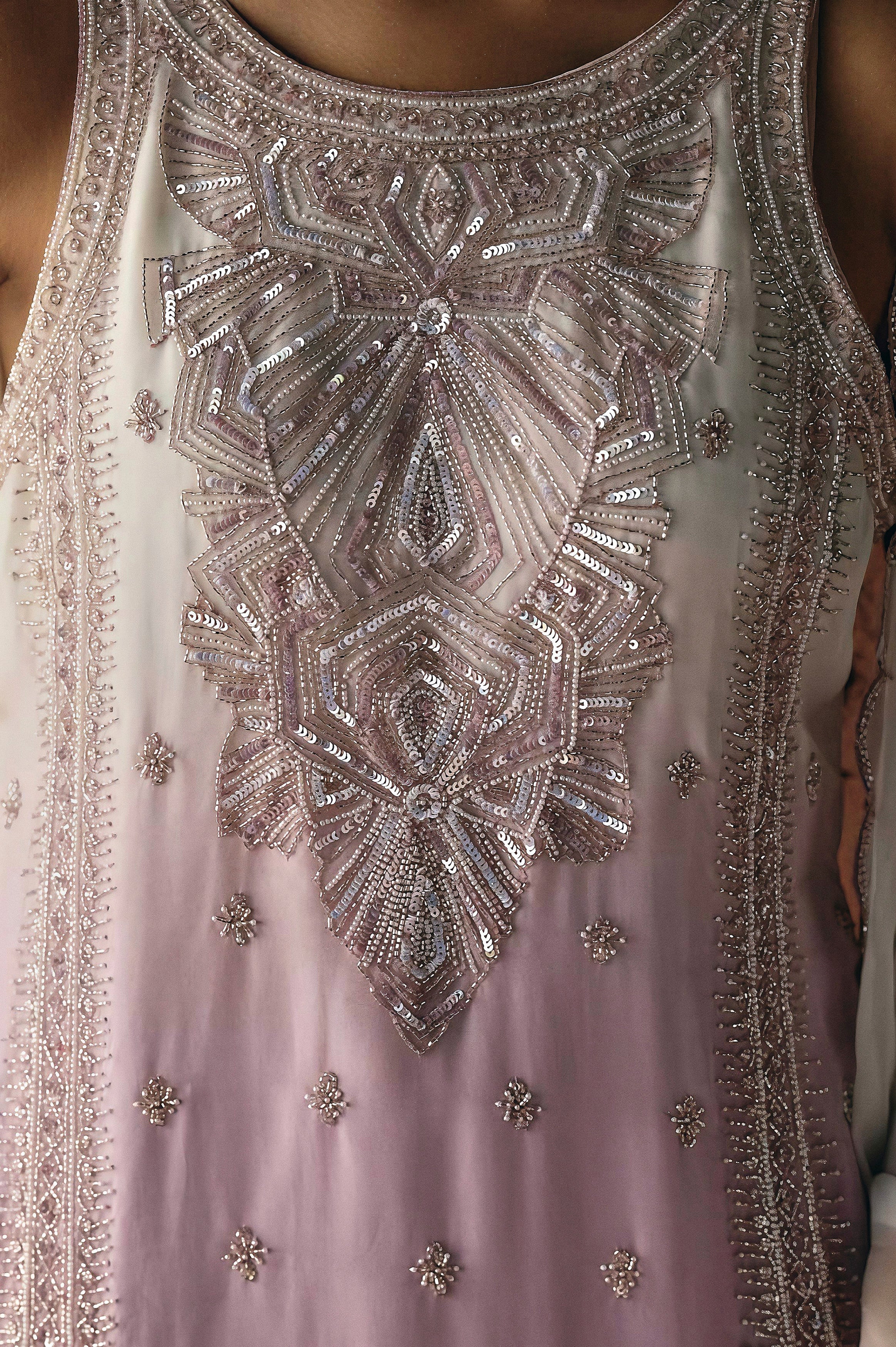 Lilac Pink Embellished Soft Organza Palazzo Set - Image 2