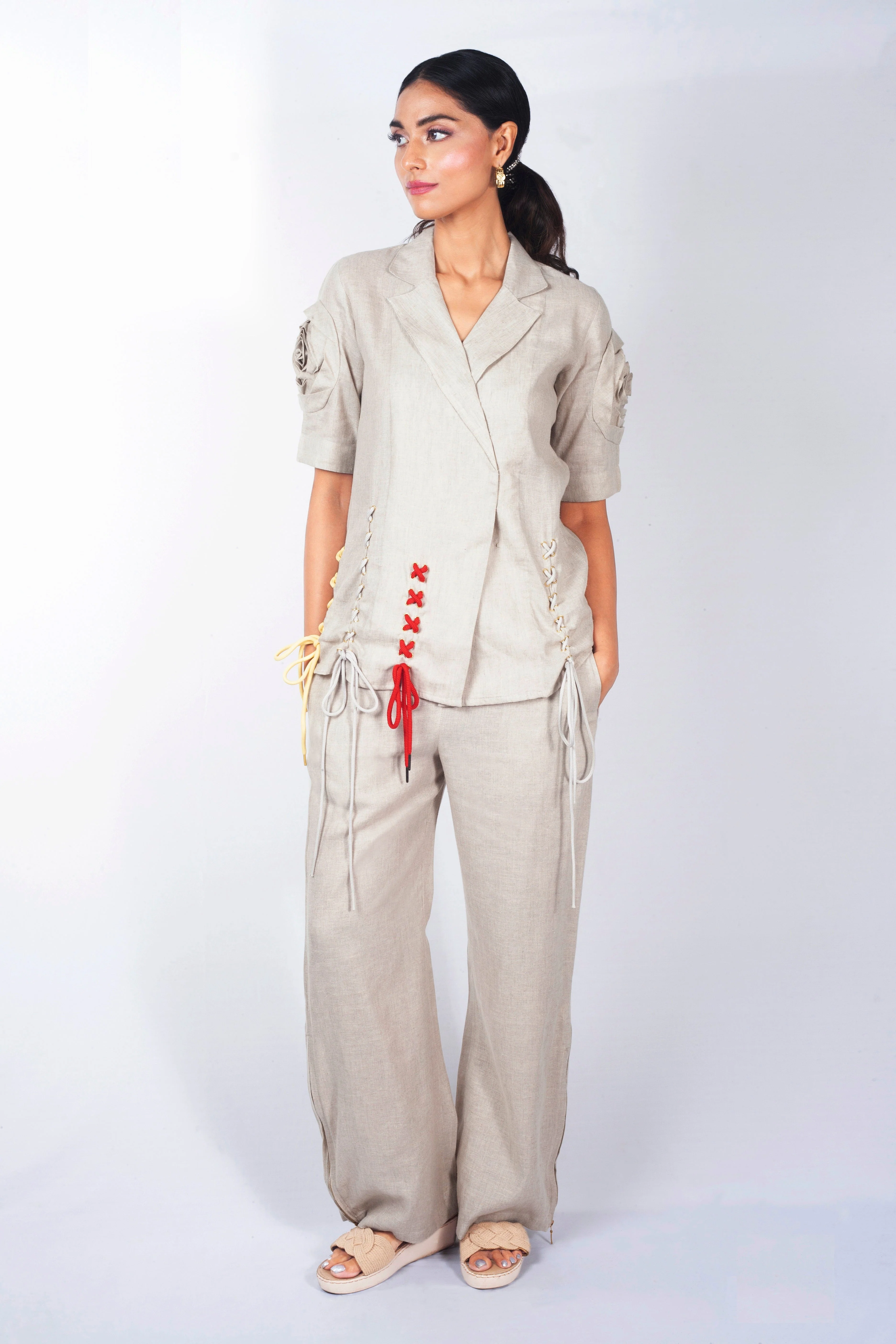 Slate Grey Raw Silk Co-Ord Set
