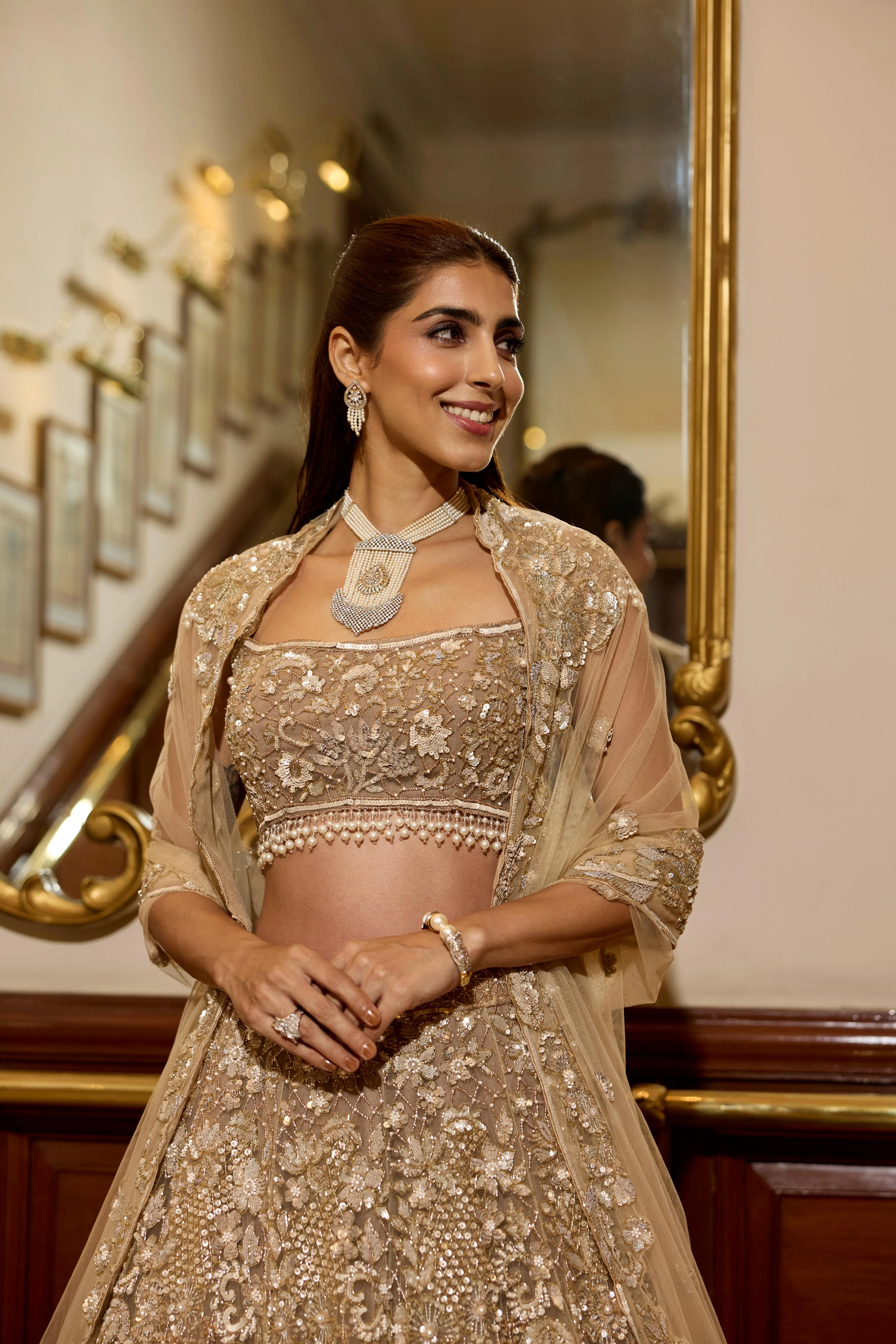 Champagne Gold Embellished Premium Lehenga Set - Image 2