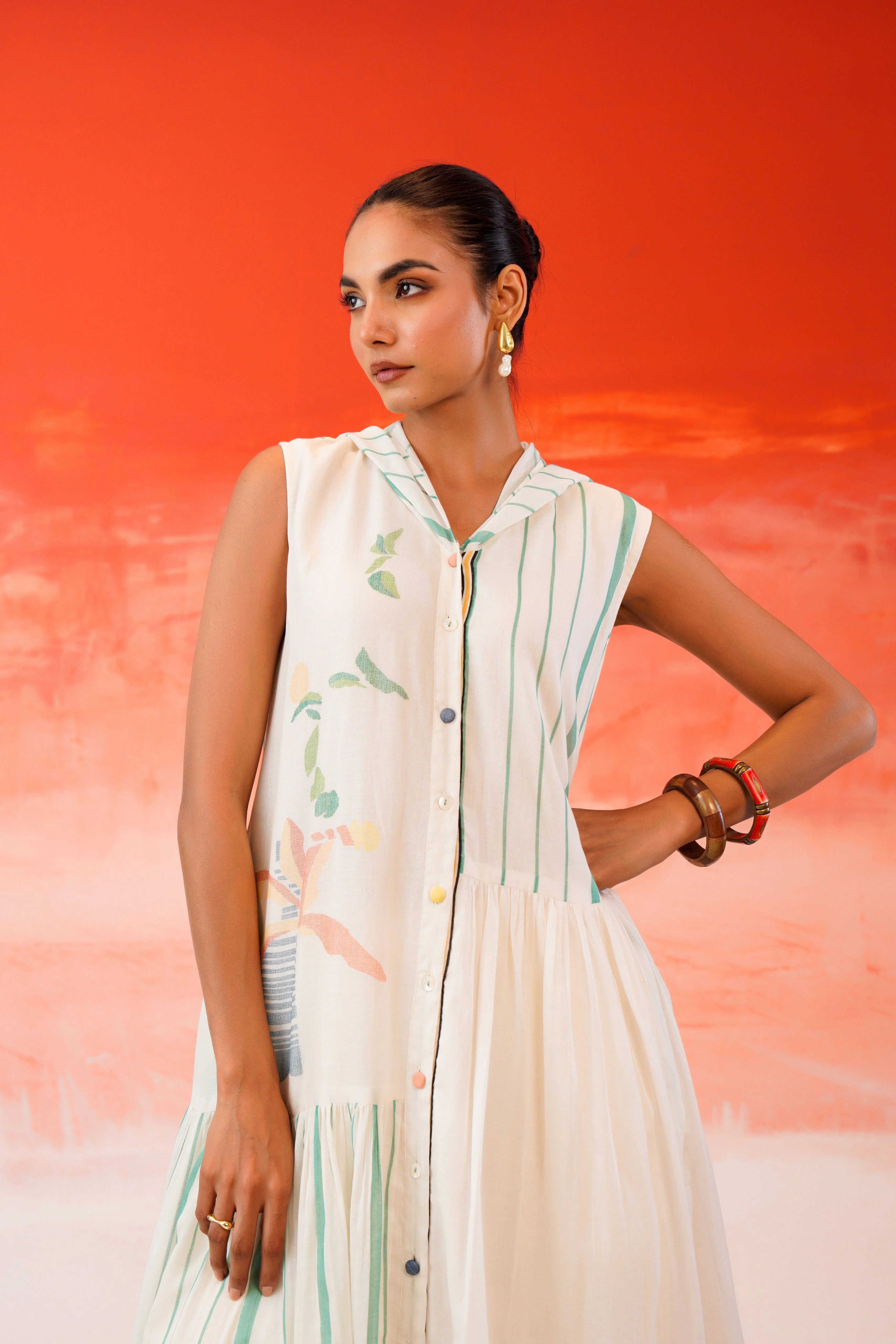 Snow White Printed Cotton Kurta Set - Image 10