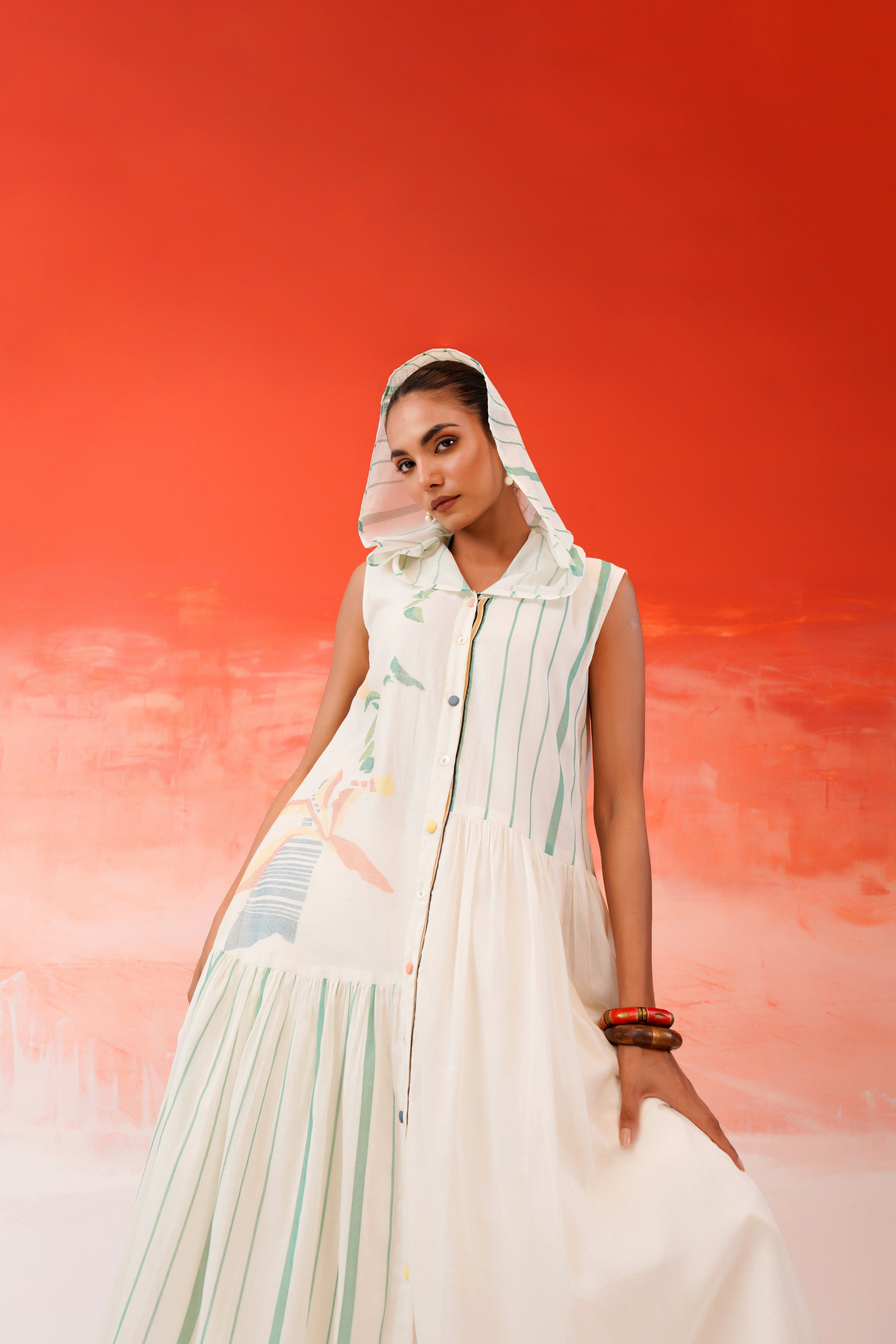 Snow White Printed Cotton Kurta Set - Image 3