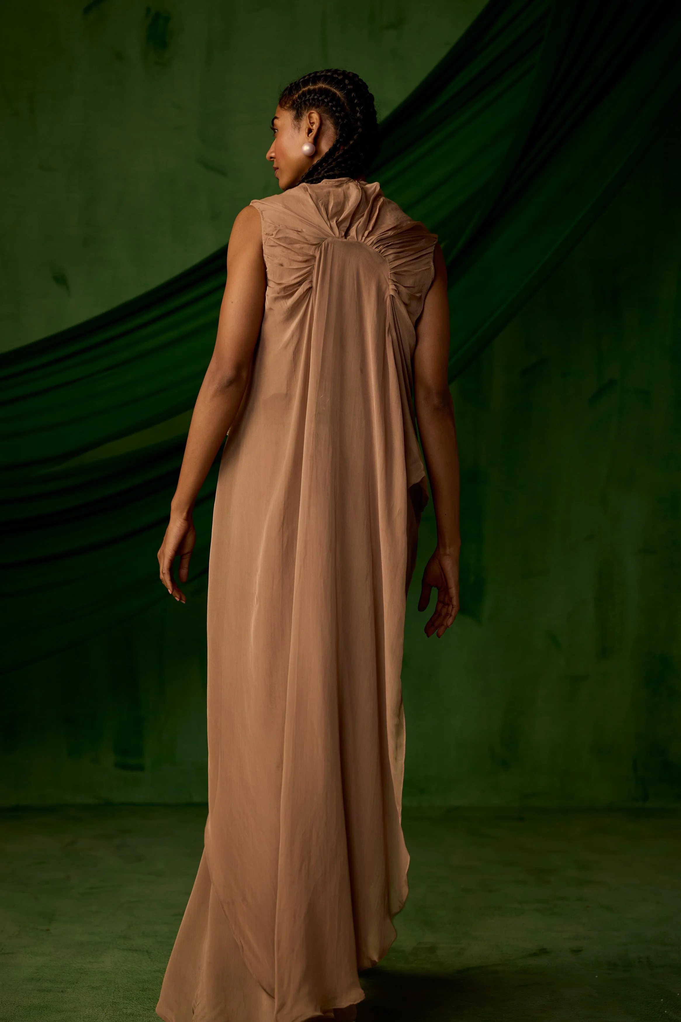 Soft Brown Embellished Premium Crepe Silk Co-Ord Set - Image 5