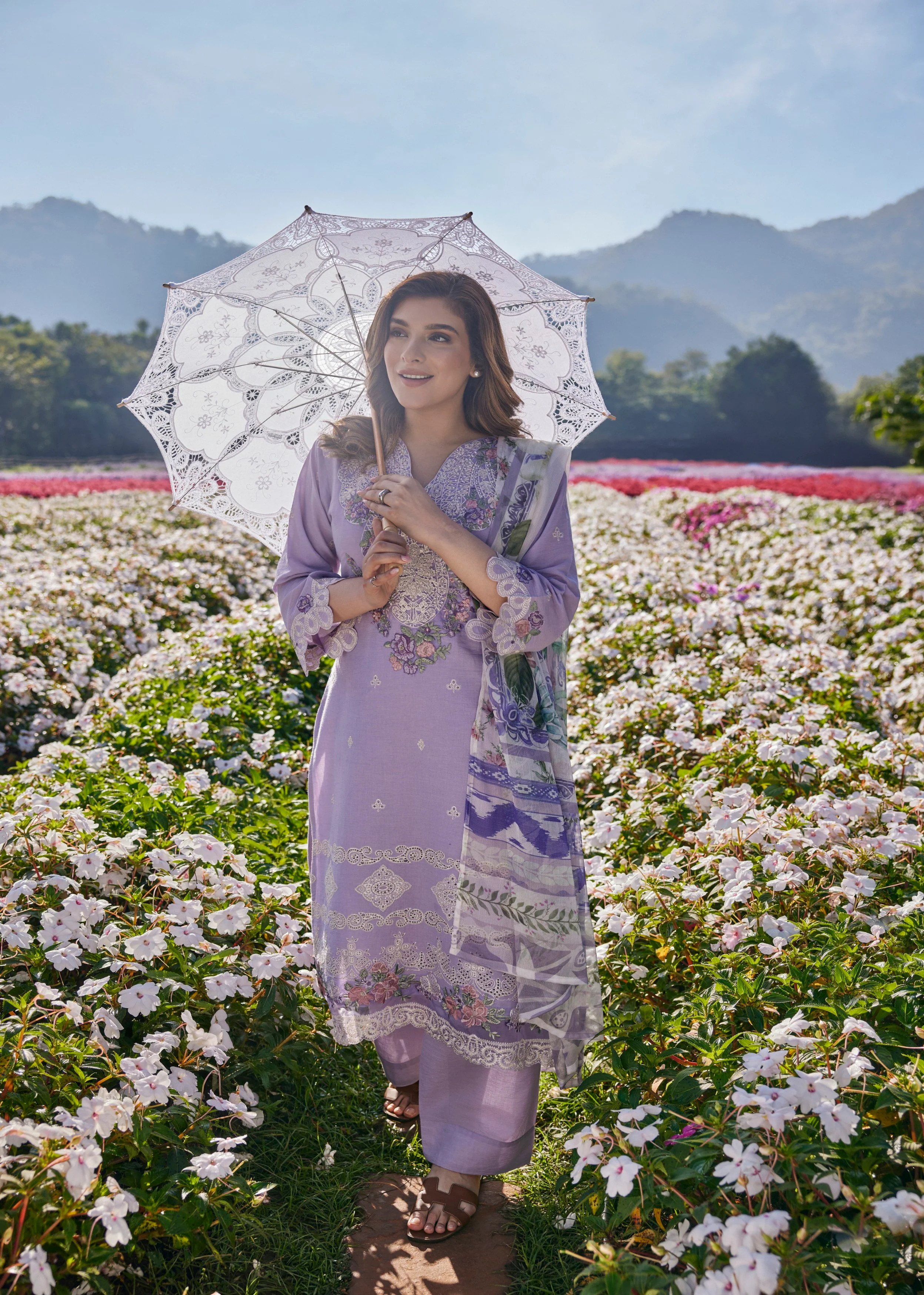 Soft Lilac Embroidered Organic Cotton Pant Set - Image 2