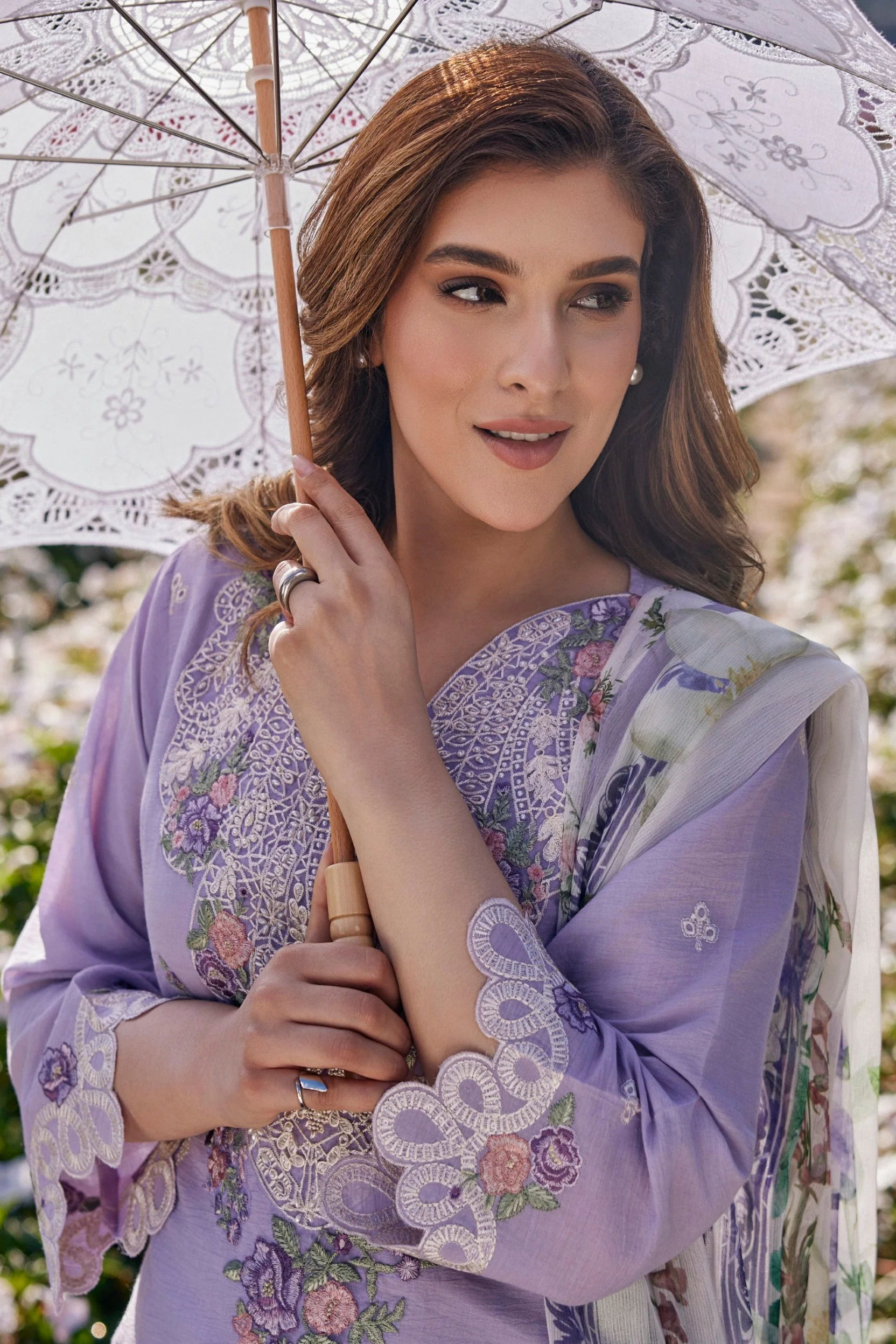Soft Lilac Embroidered Organic Cotton Pant Set - Image 3