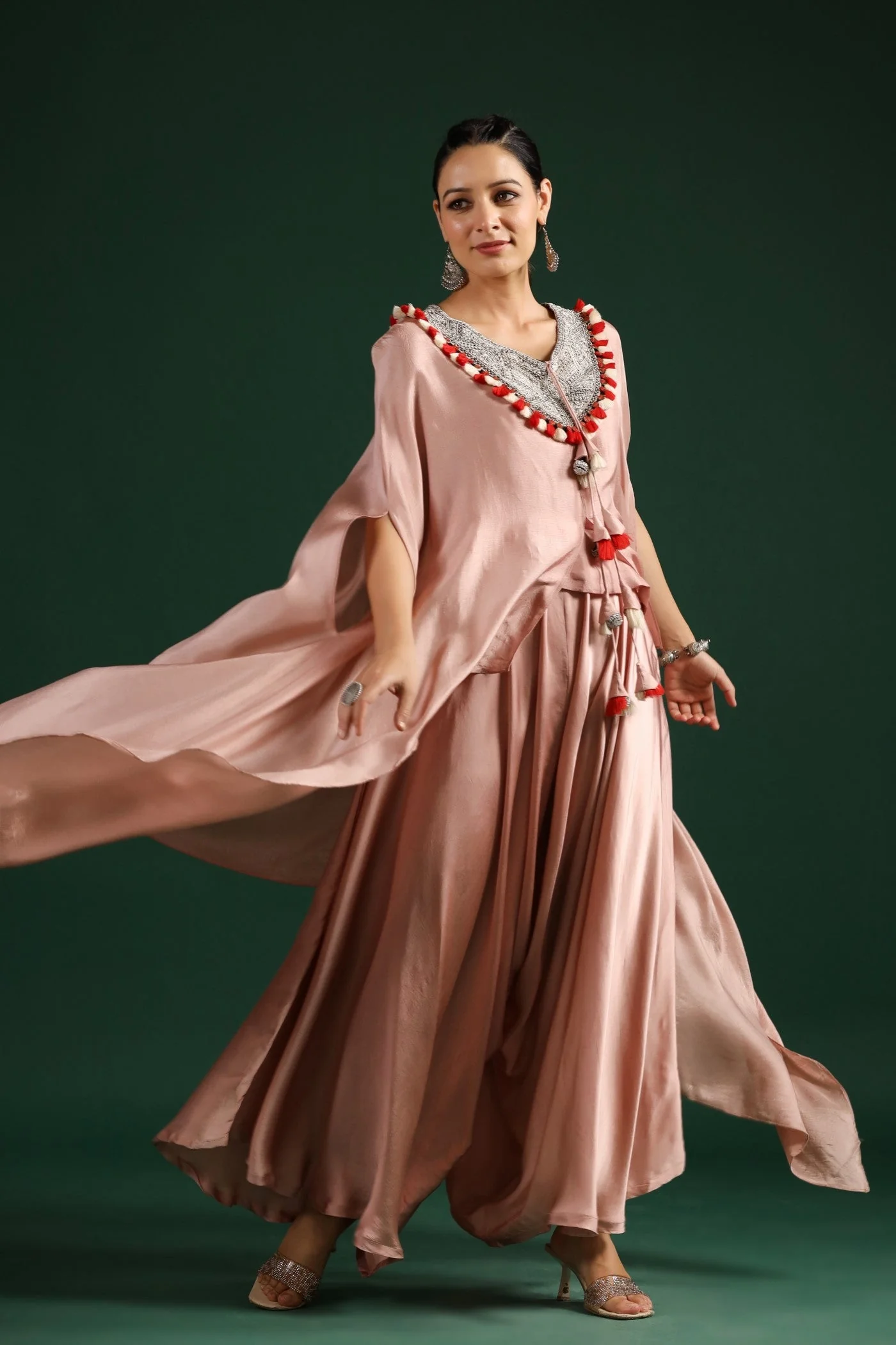 Soft Peach Embellished Palazzo Set - Image 2