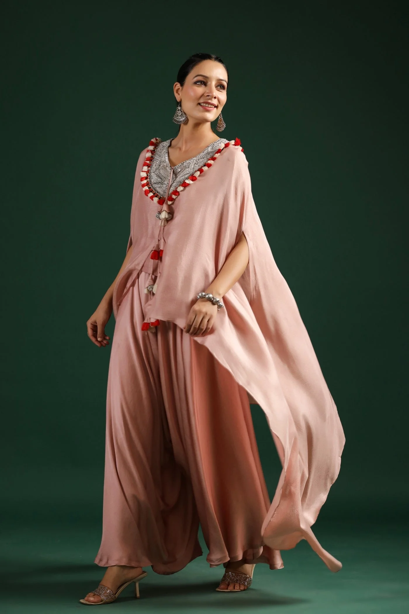 Soft Peach Embellished Palazzo Set - Image 3