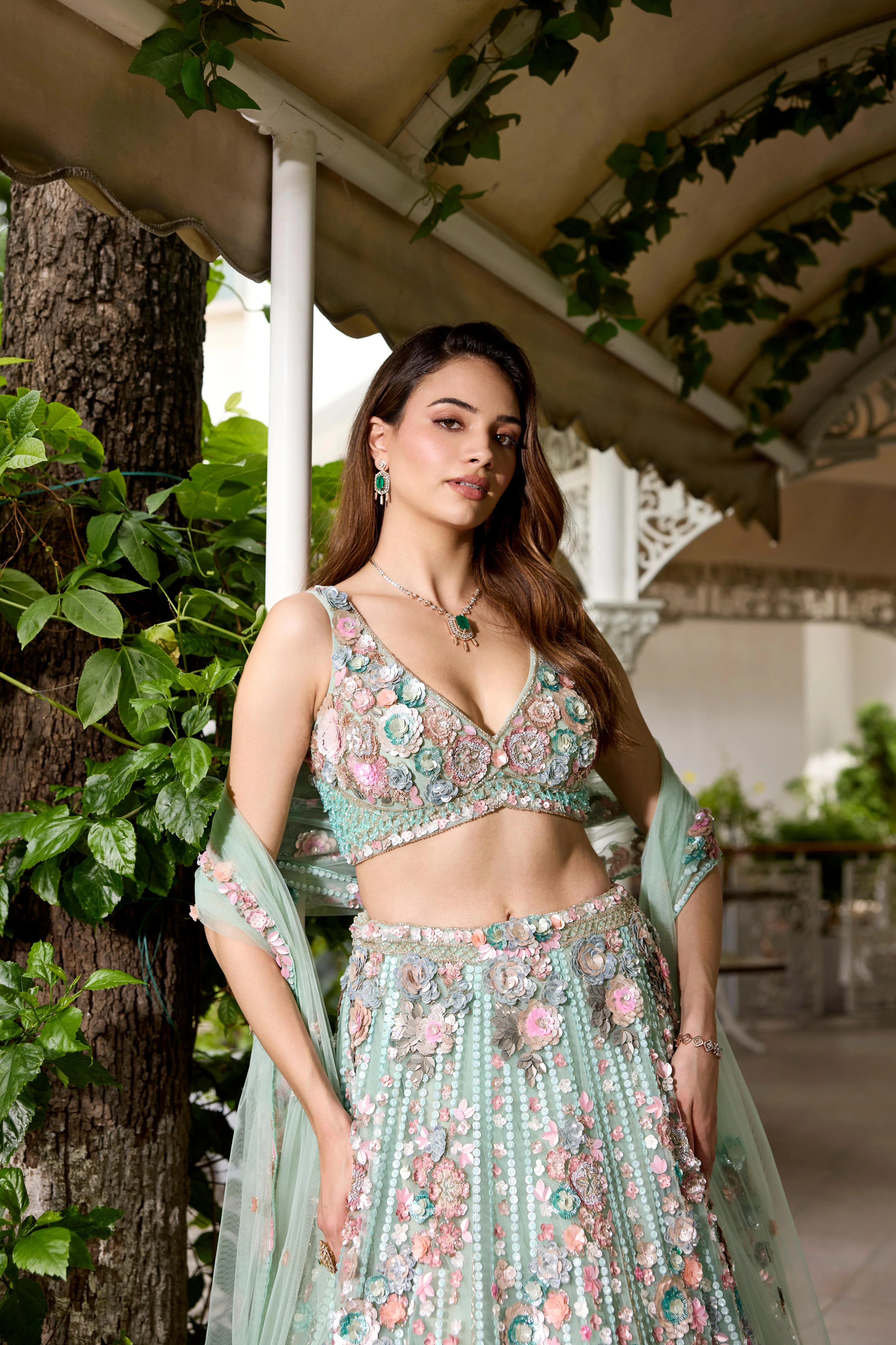 Seafoam Green Embellished Premium Lehenga Set - Image 2