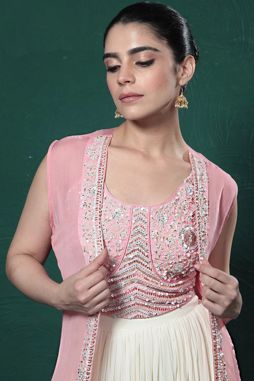 Soft Pink Ombre-Dyed Cape Set - Image 6