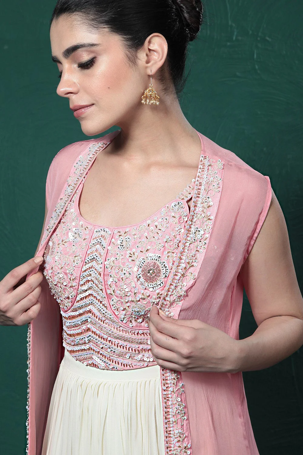 Soft Pink Ombre-Dyed Cape Set - Image 7