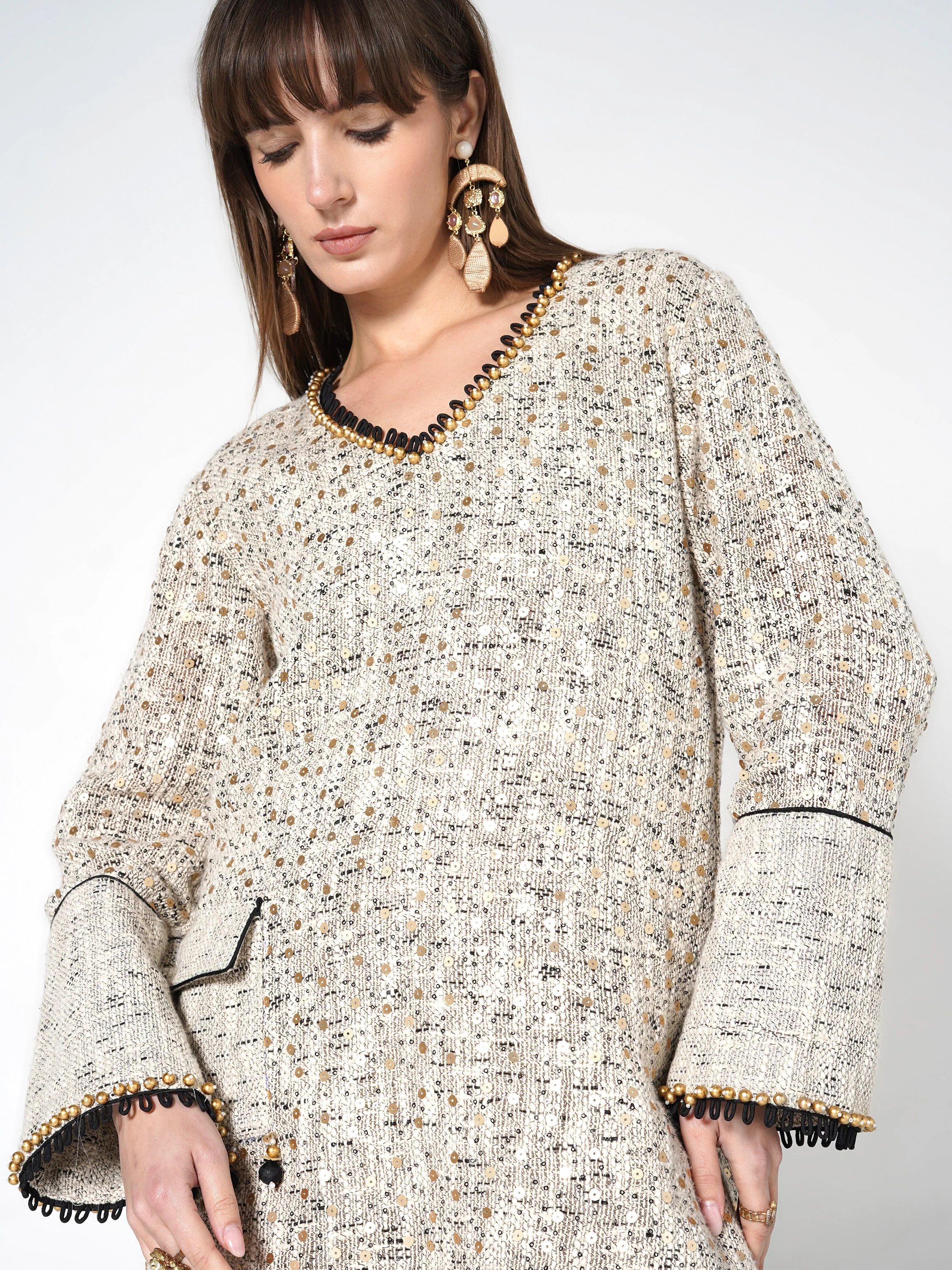 Speckled Beige Beaded Jute Co-ord Set - Image 2