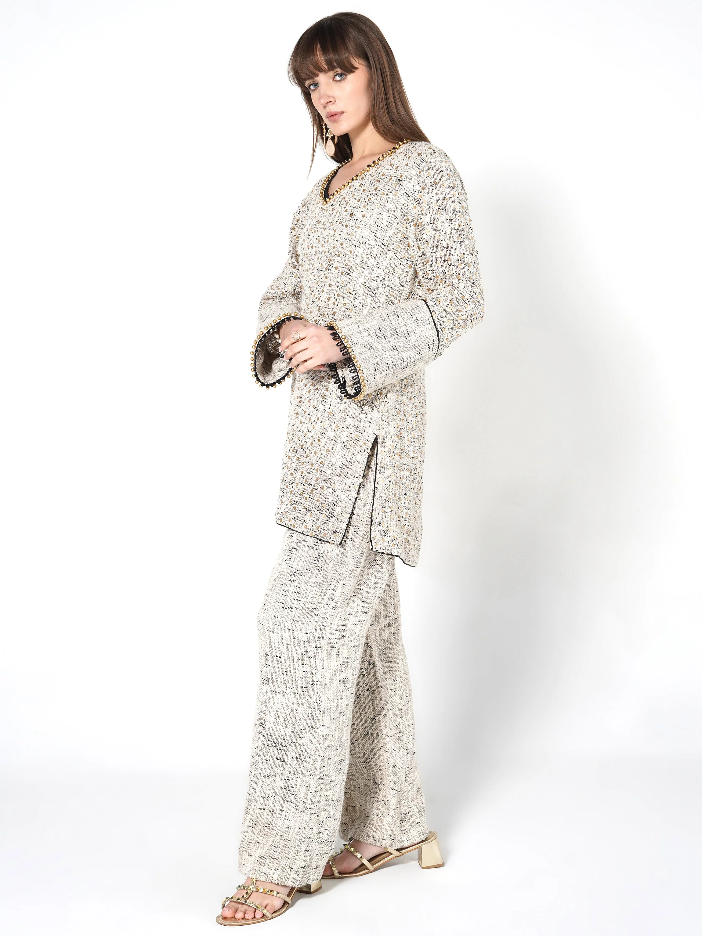 Speckled Beige Beaded Jute Co-ord Set - Image 3
