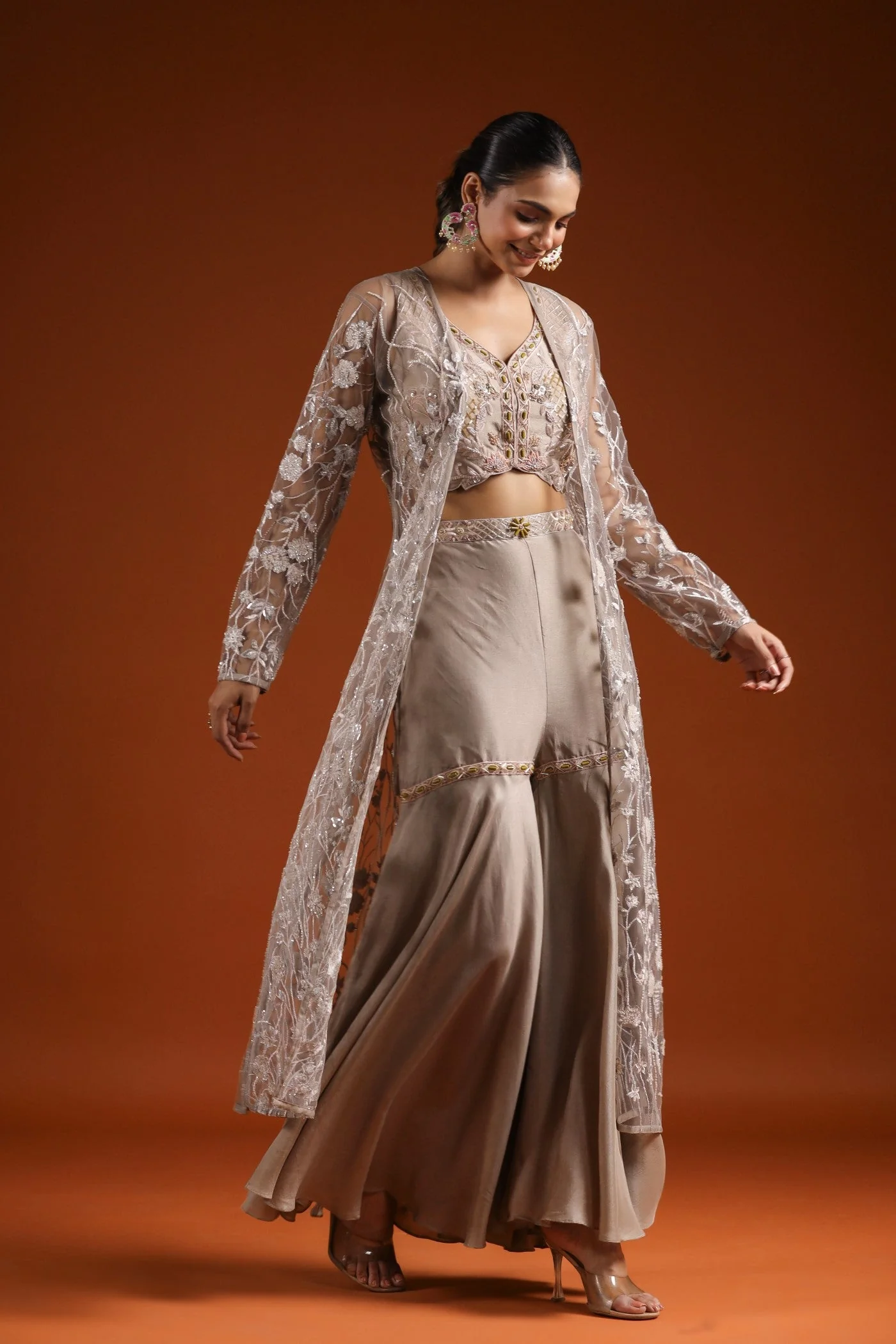 Stone Grey Shimmer Cape Set - Image 3
