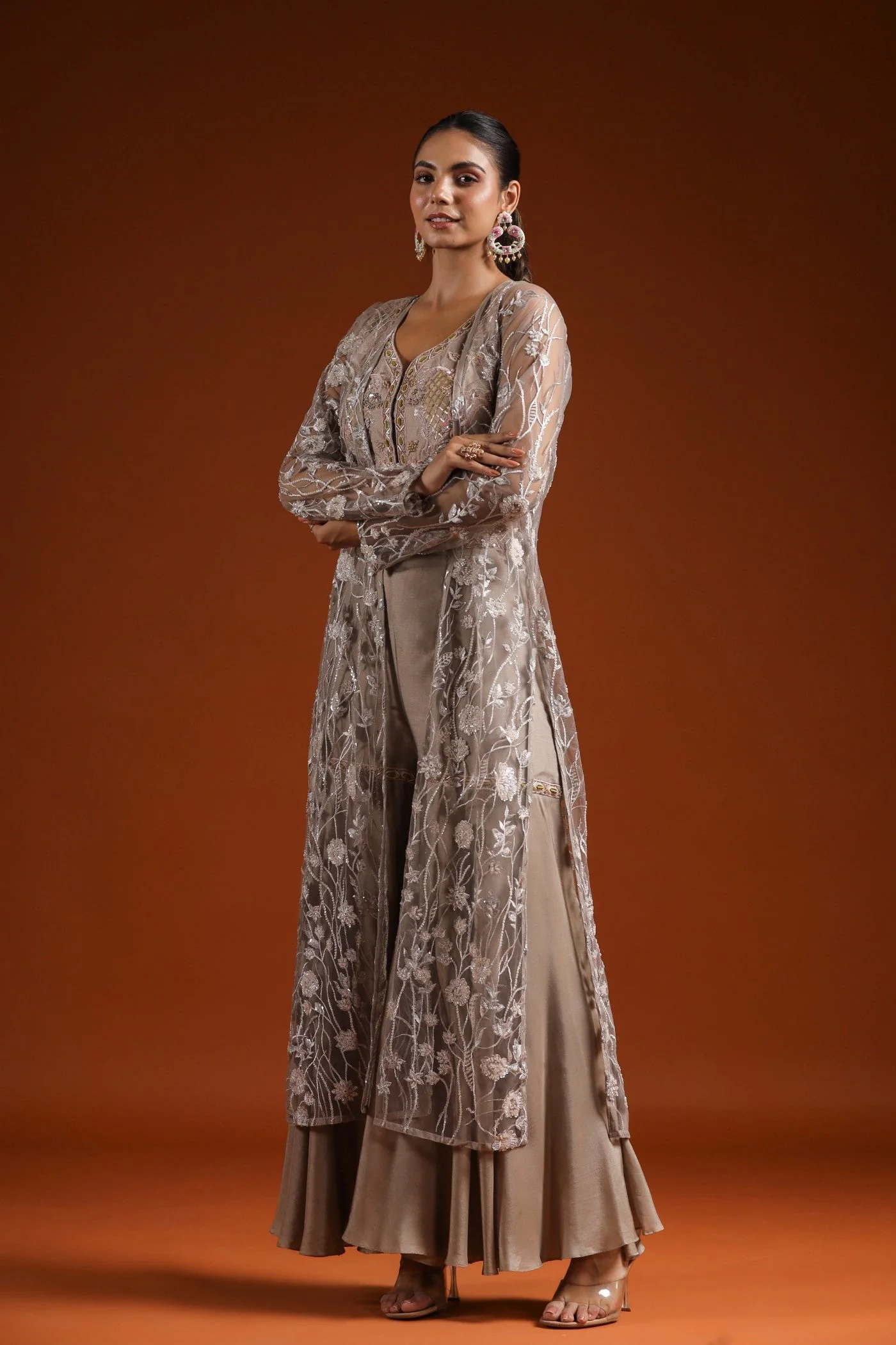 Stone Grey Shimmer Cape Set - Image 4