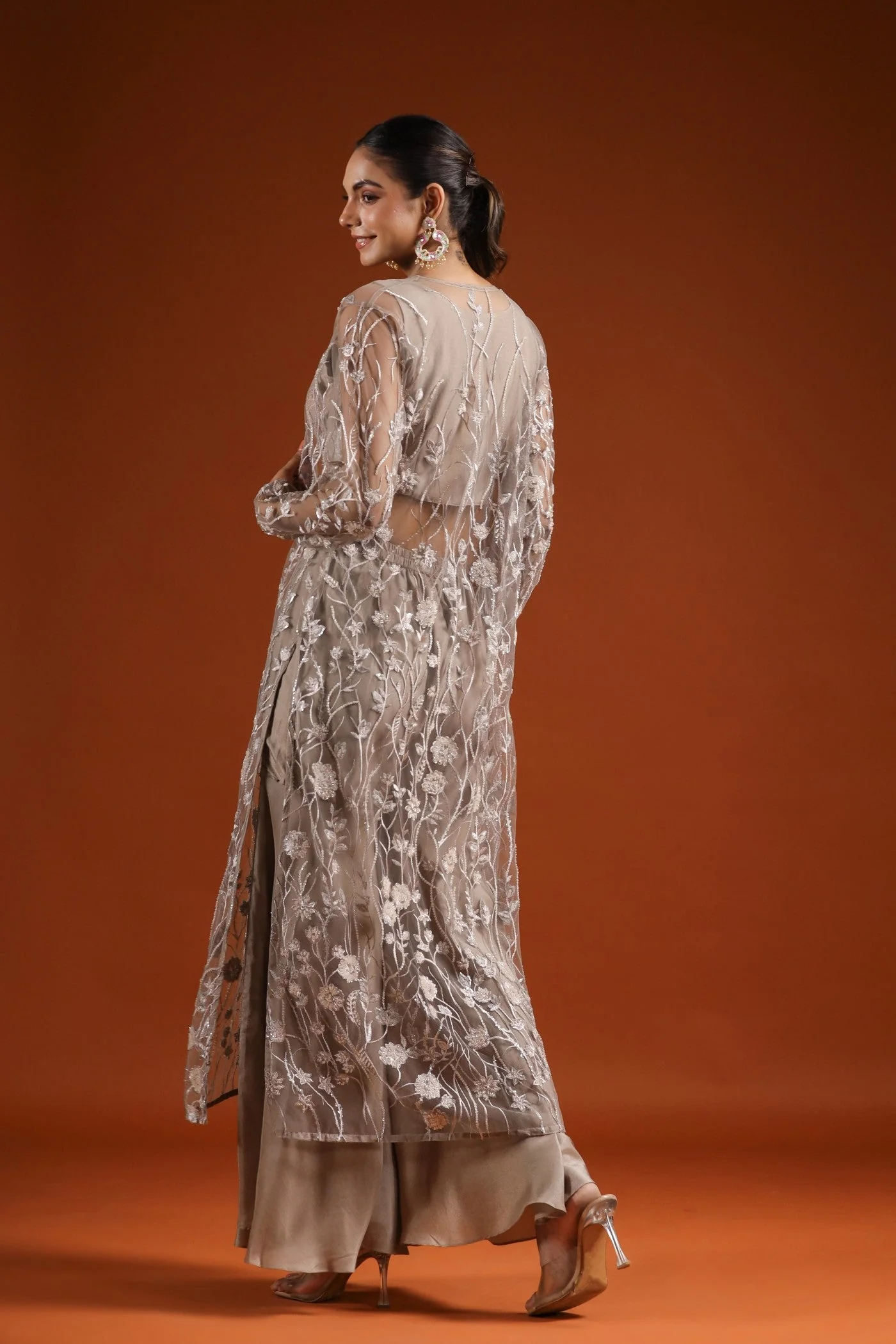 Stone Grey Shimmer Cape Set - Image 5