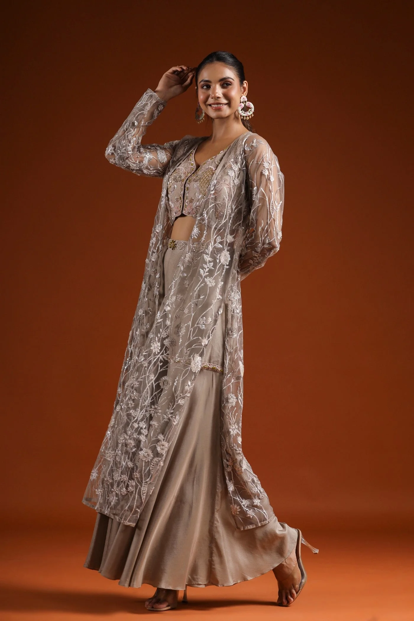 Stone Grey Shimmer Cape Set - Image 6