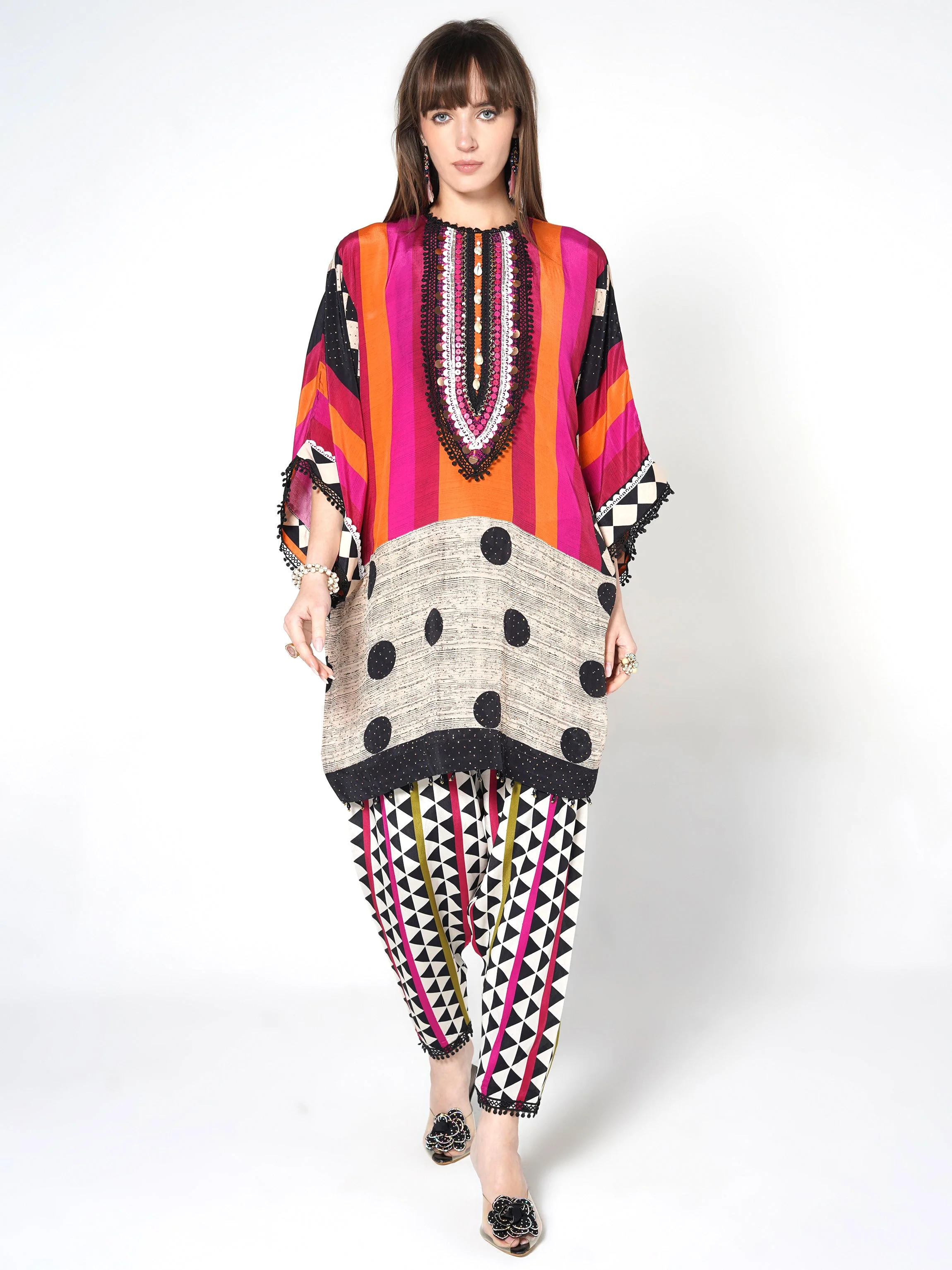 Sunset Tribal Printed Crepe Silk Co-Ord Set