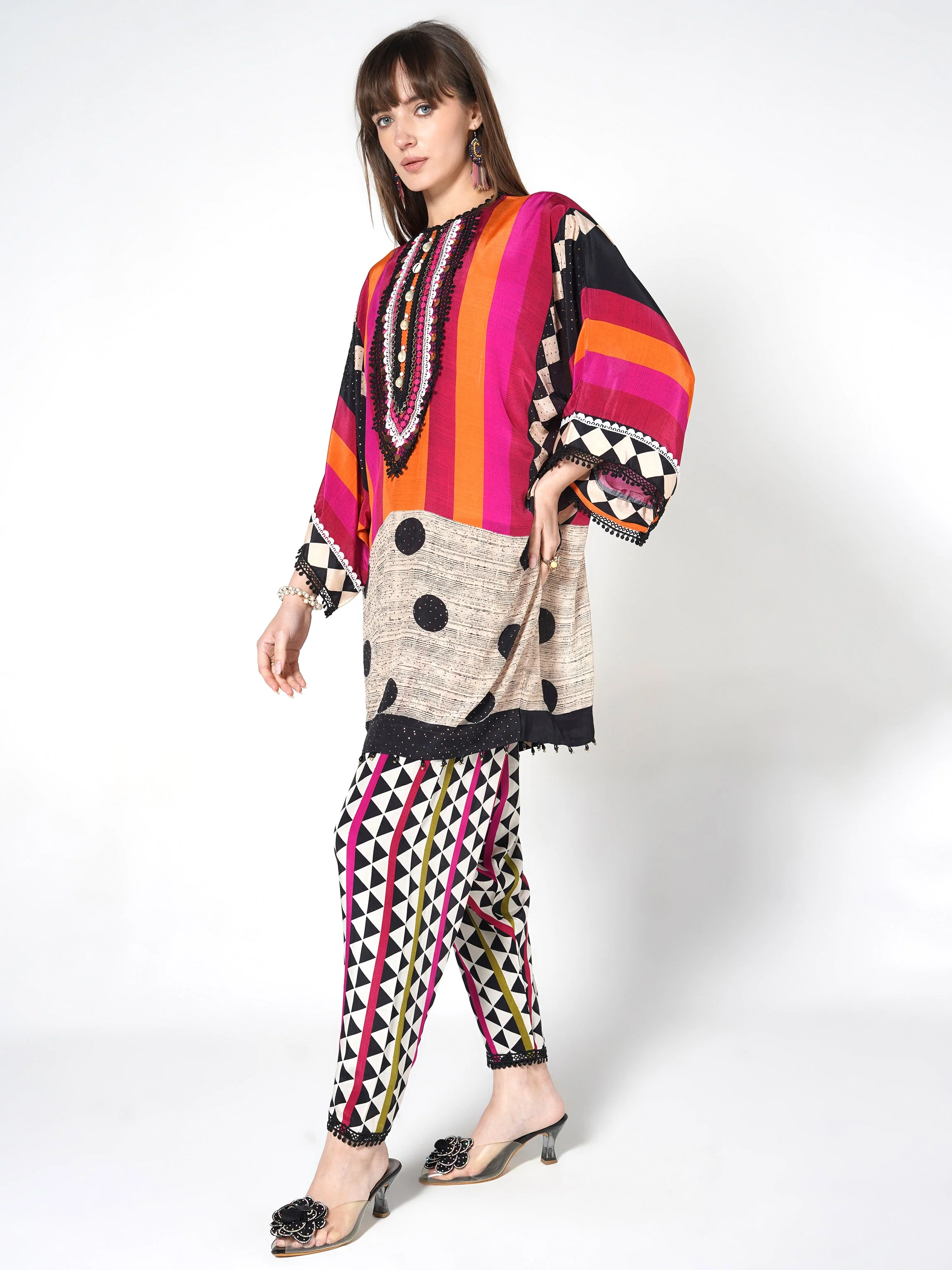 Sunset Tribal Printed Crepe Silk Co-Ord Set - Image 4
