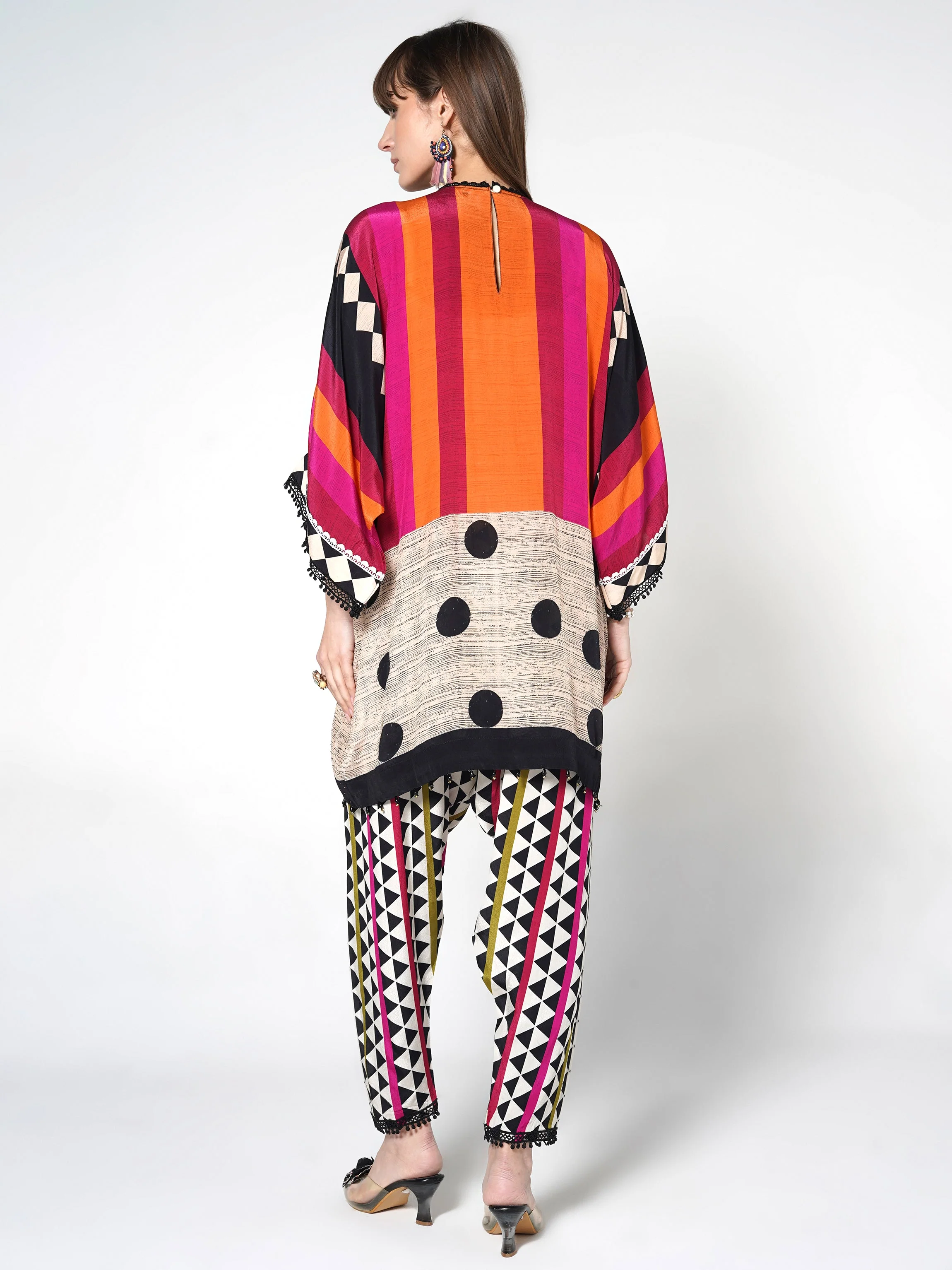 Sunset Tribal Printed Crepe Silk Co-Ord Set - Image 7