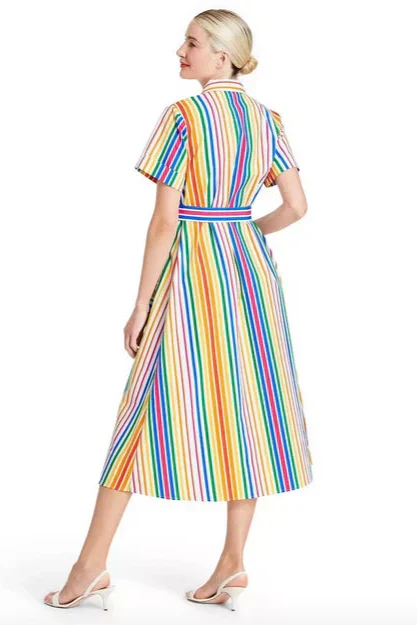 Playful Multicolor Swiss Cotton Shirt Dress - Image 3