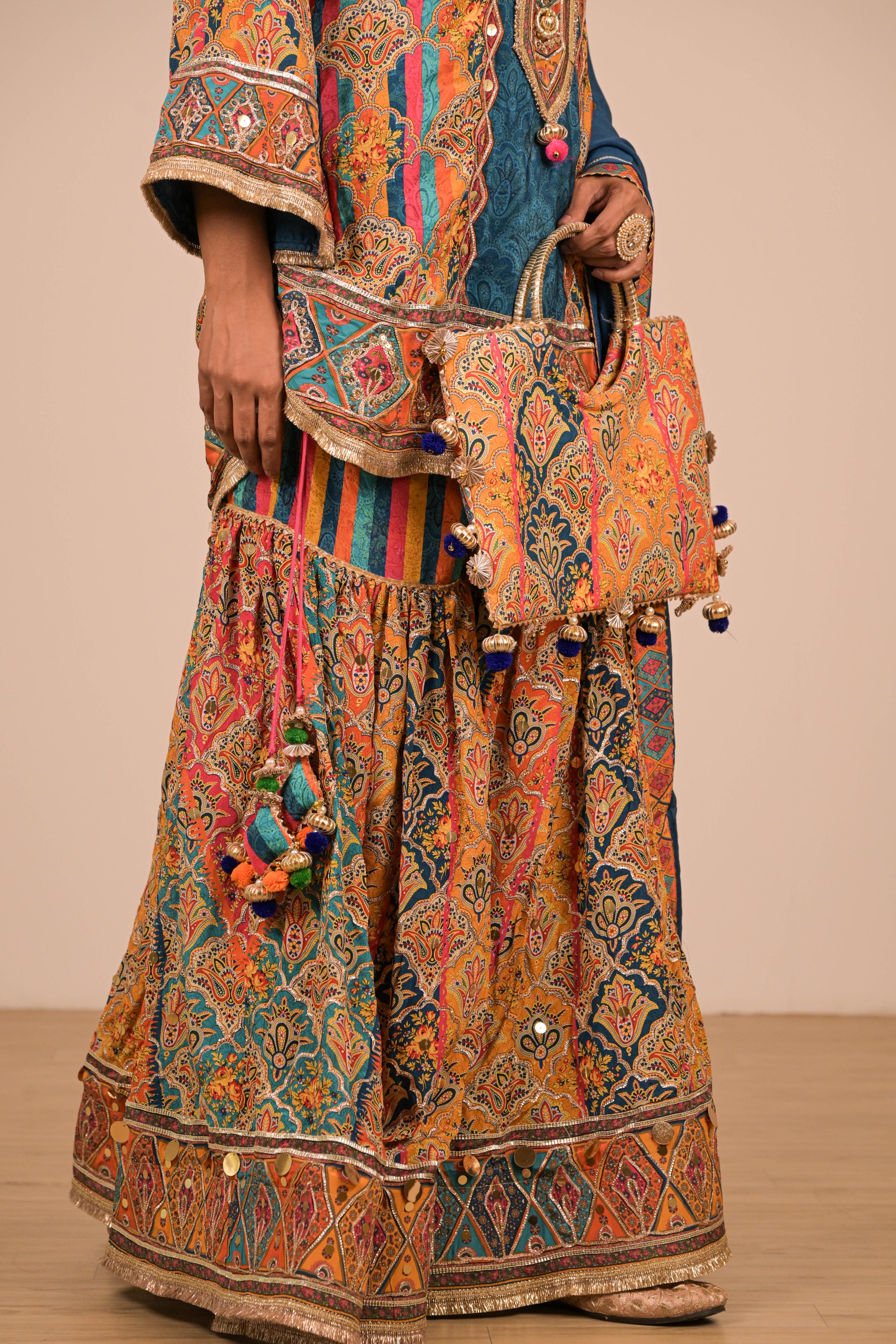 Teal Multicolour Printed Sharara Set - Image 8