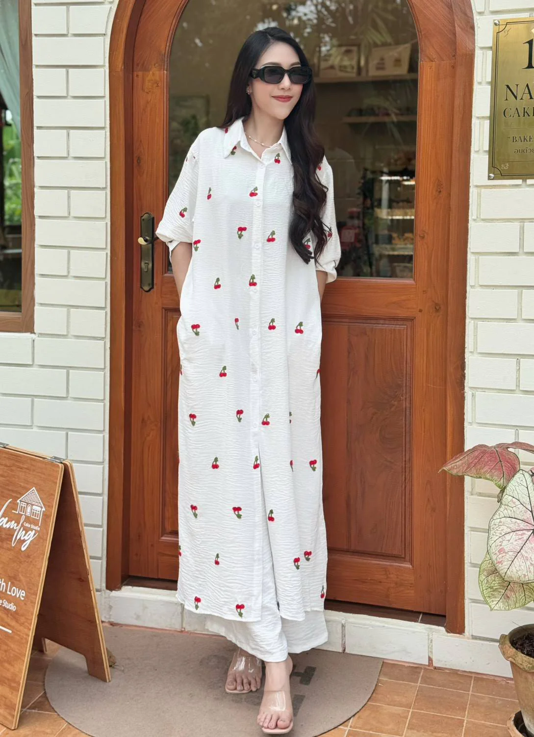 White Floral Embroidered Cotton Co-ord Set