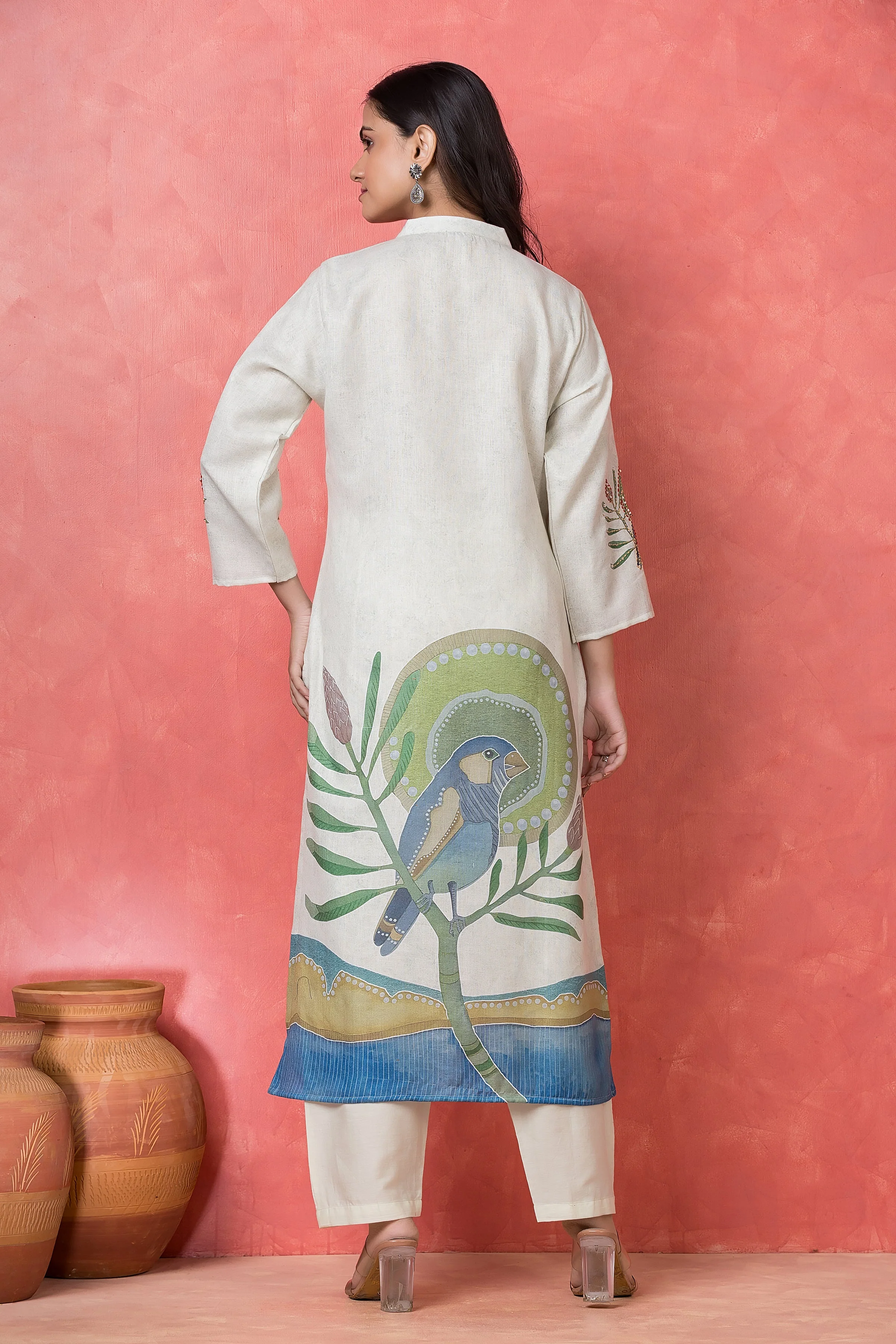 Tropical Vista Embroidered Cotton Pant Set - Image 3