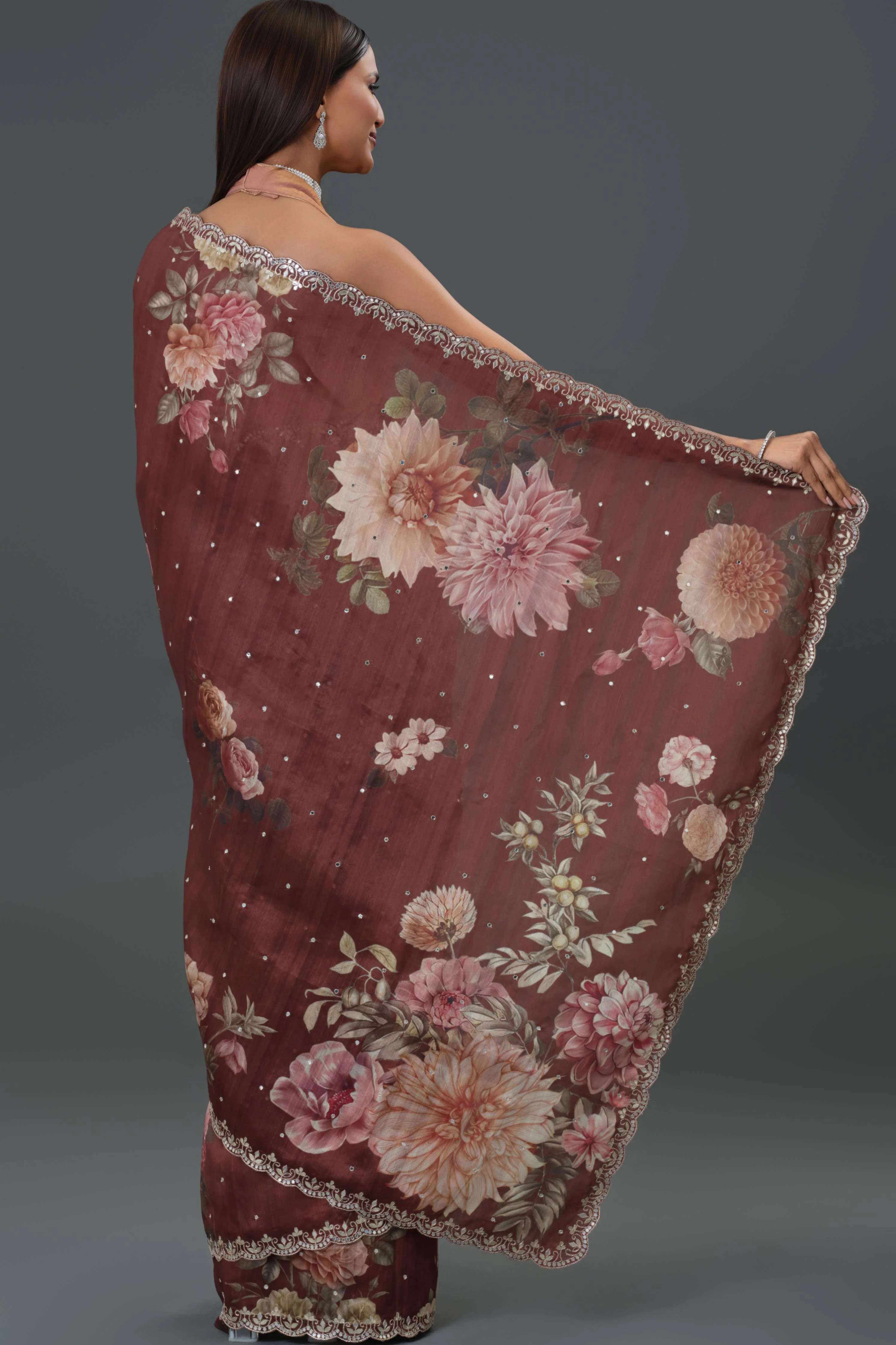 Sassy Brown Tussar Silk Saree - Image 3